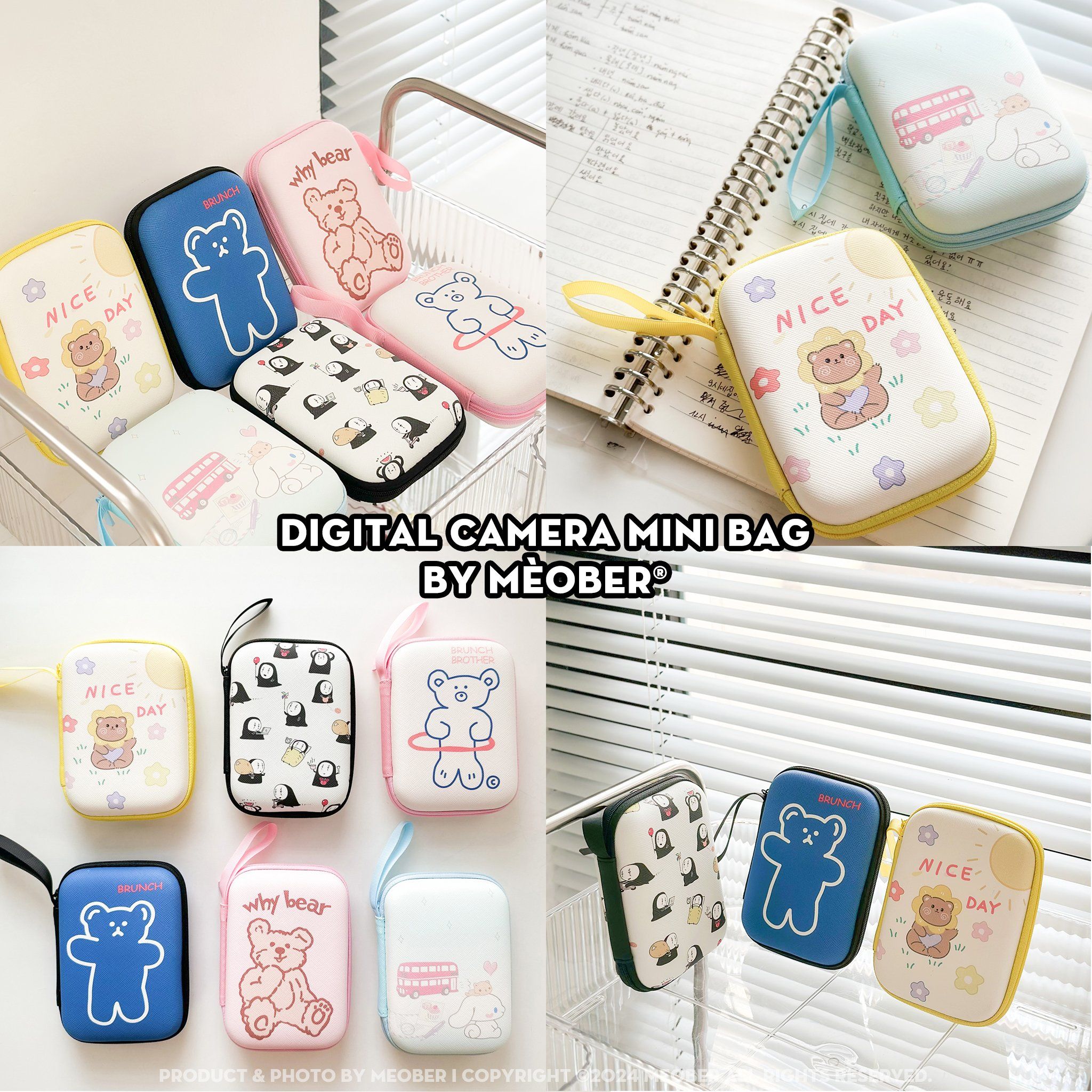 Túi đựng máy ảnh kĩ thuật số đa năng - Thiết kế họa tiết cute, chia ngăn thông minh bảo vệ tối đa cho digicam by MèoBer