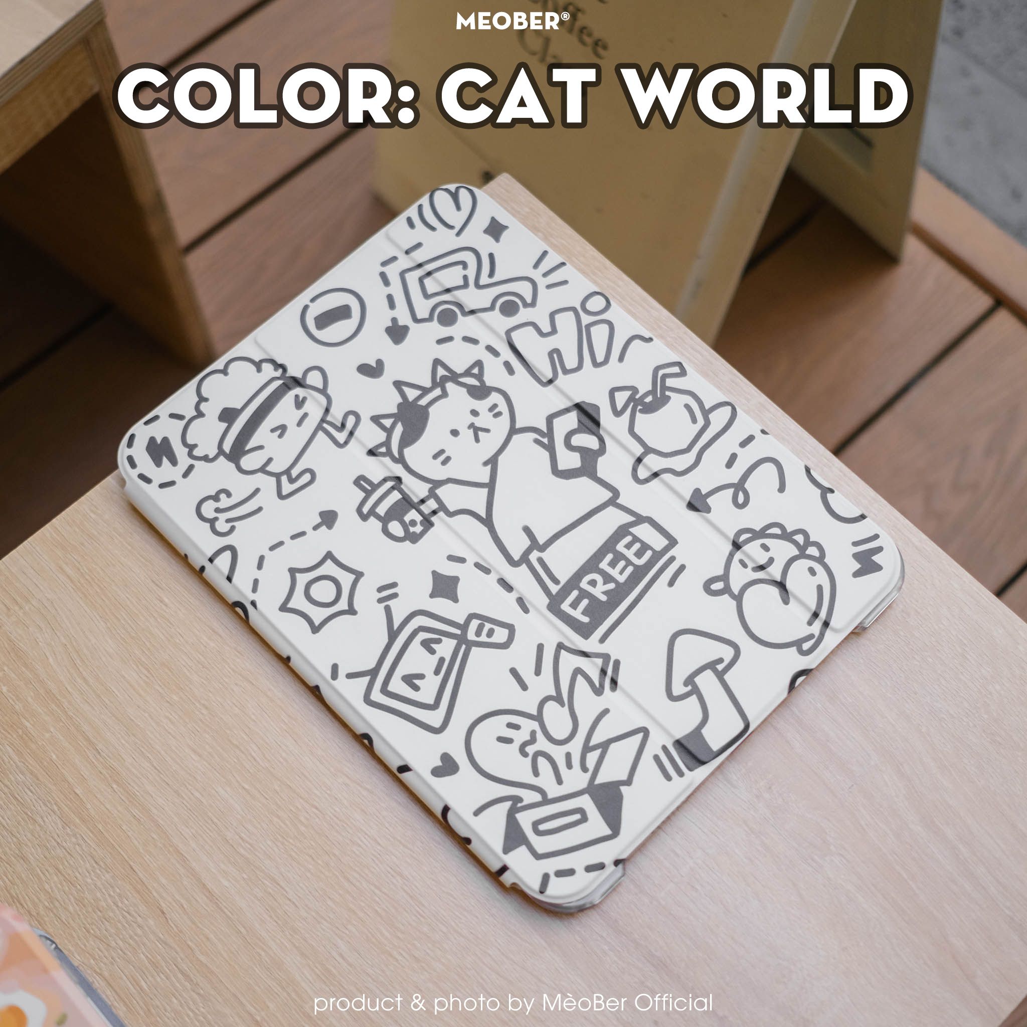 Bao da i Pad Cover Trượt Tháo Rời, in họa tiết Cute 3D chống sốc cho Pro 11 Air 4 5 Gen 9 Pro 12.9 Mini 6 by MèoBer