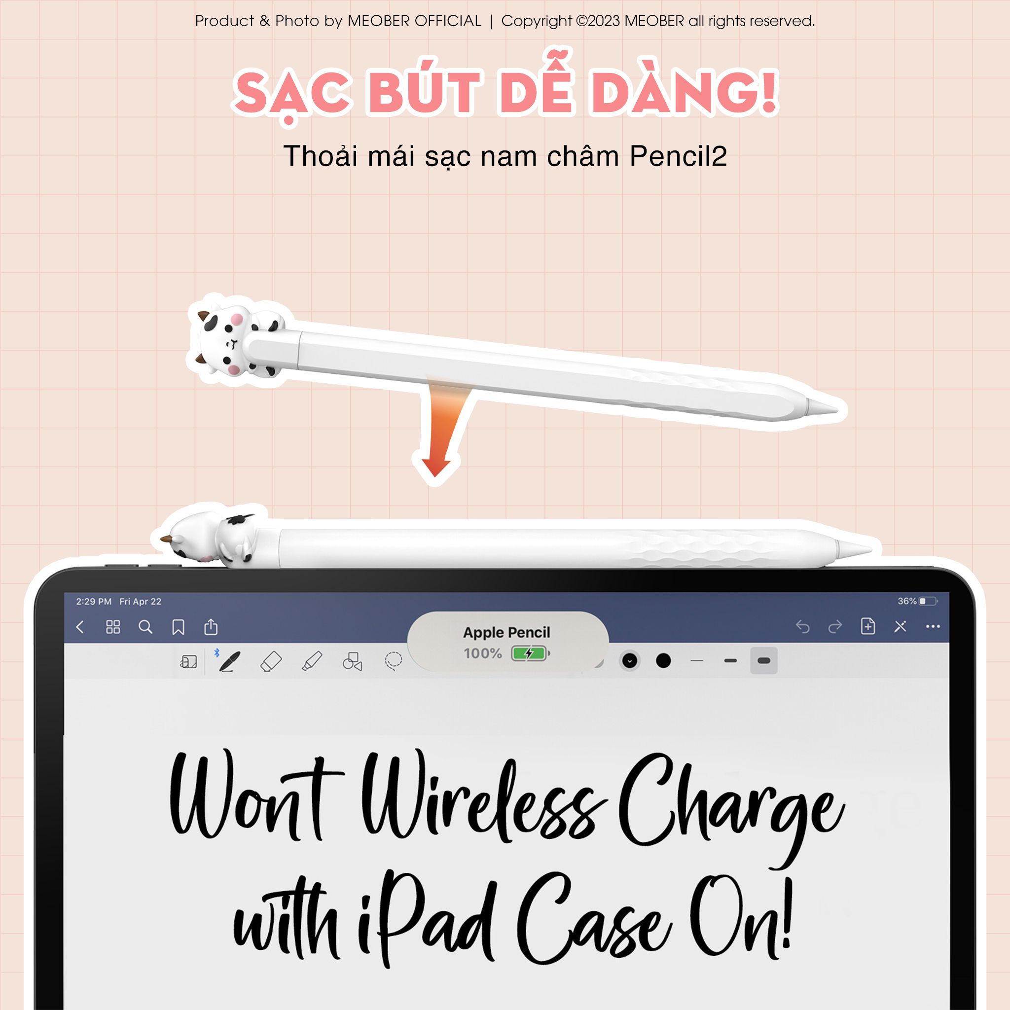 Case bọc bảo vệ bút Pencil2 Ahastyle Cartoon by MèoBer - Thiết kế dễ thương, độc đáo, chống trượt