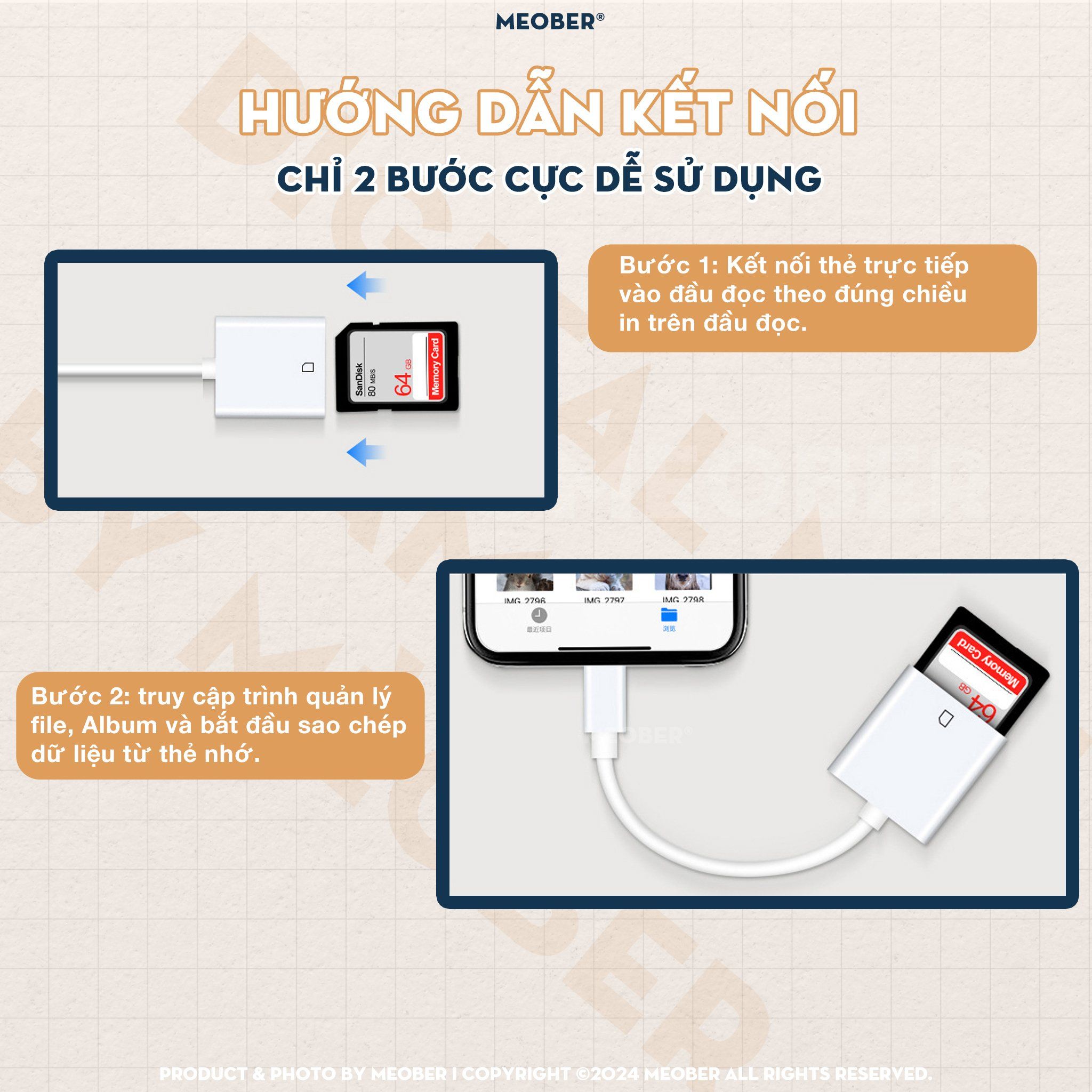 Đầu đọc thẻ nhớ adapter đọc thẻ SD, MicroSD dành cho điện thoại Type-C & Lightning to USB 3.0 tốc độ cao by MèoBer
