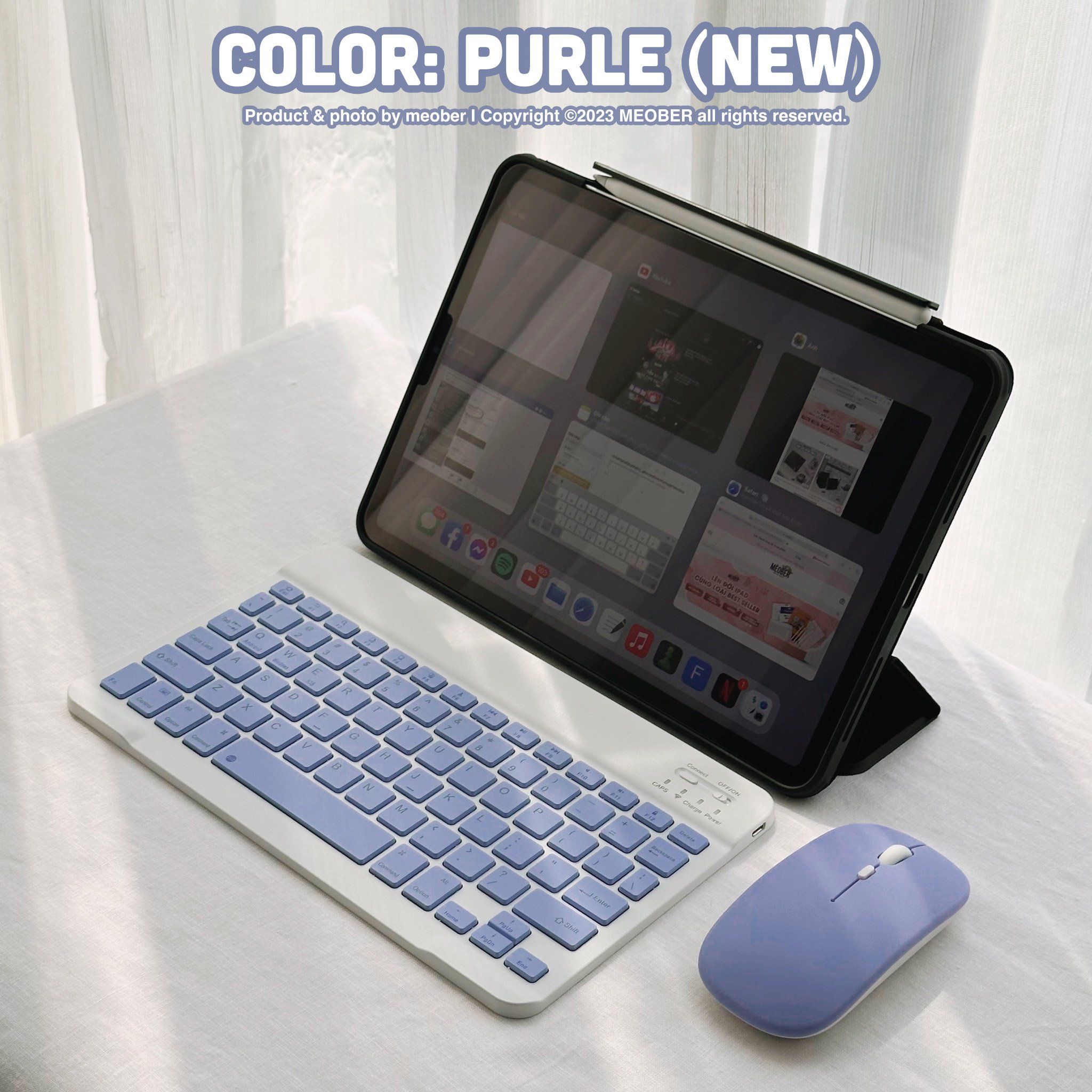 Bộ Bàn Phím và Chuột Bluetooth Không Dây Siêu Mỏng Nhẹ Dành Cho iPad Pro 11, Air4, Gen 5/6/7/8/9, Laptop, Smartphone v.v