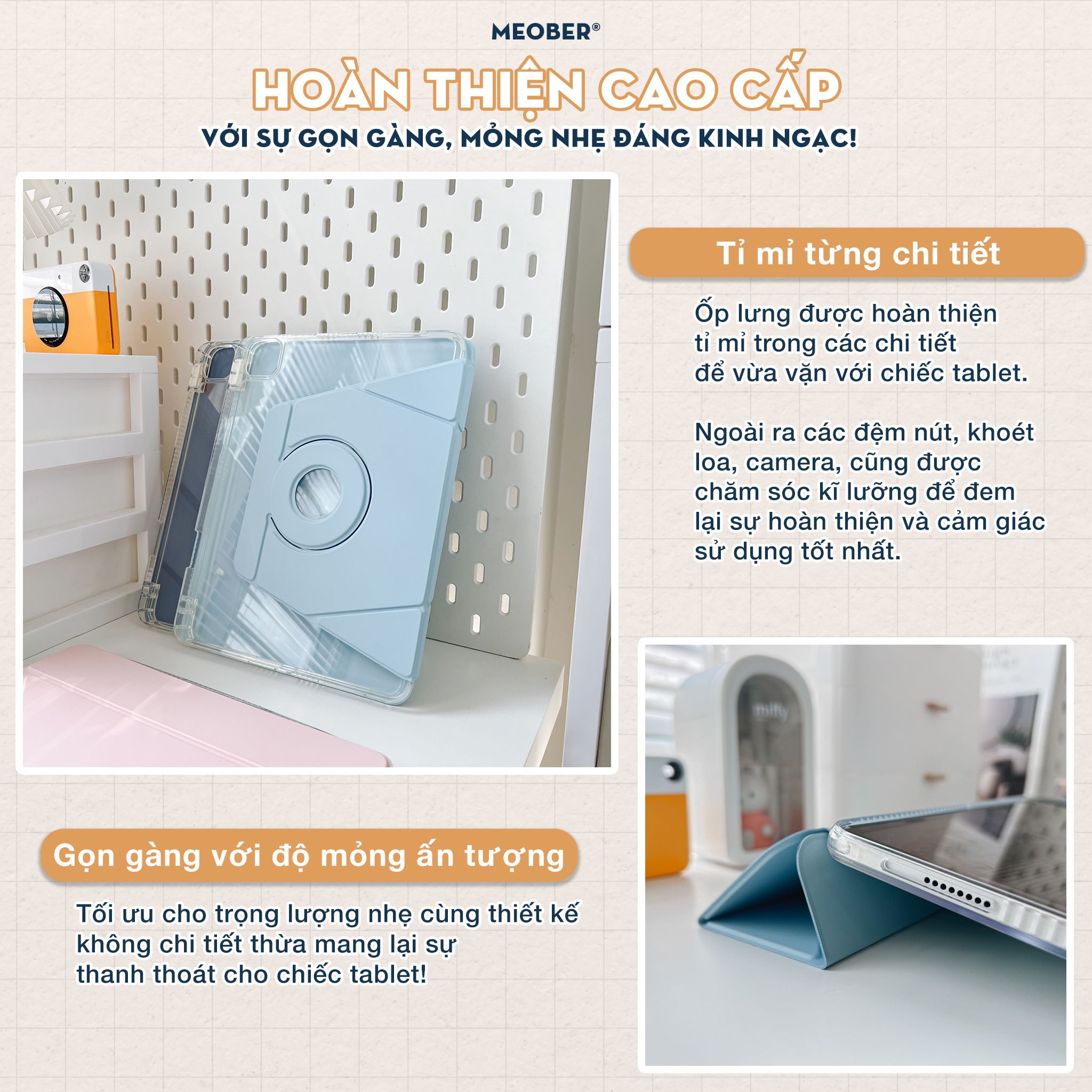 Bao da Nam Châm Xoay ProStand 360 dành cho i pad Gen 8/9/10/11, Air4/5, Pro 11,mini6&7 - Tháo rời, Nâng Cao Máy by MèoBer