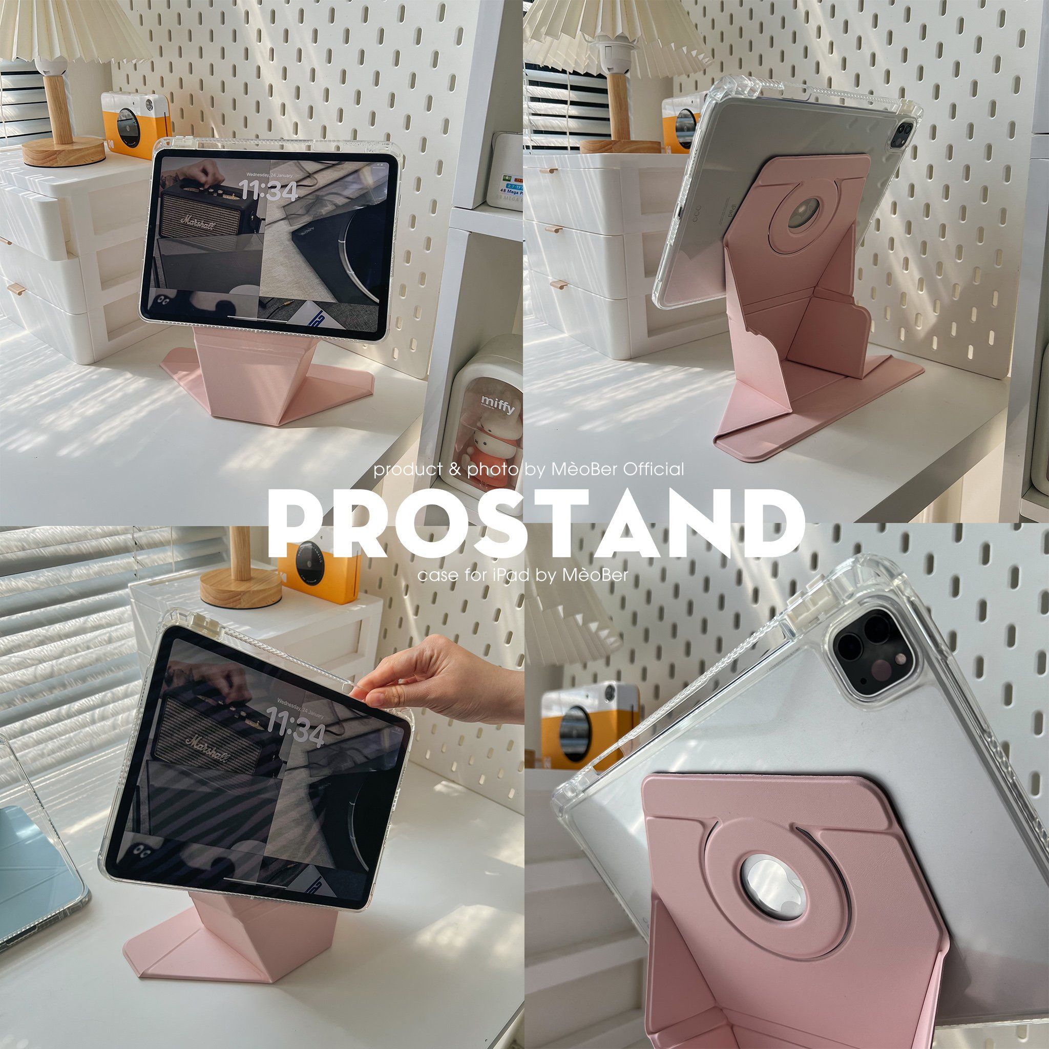 Bao da Nam Châm Xoay ProStand 360 dành cho i pad Gen 8/9/10/11, Air4/5, Pro 11,mini6&7 - Tháo rời, Nâng Cao Máy by MèoBer