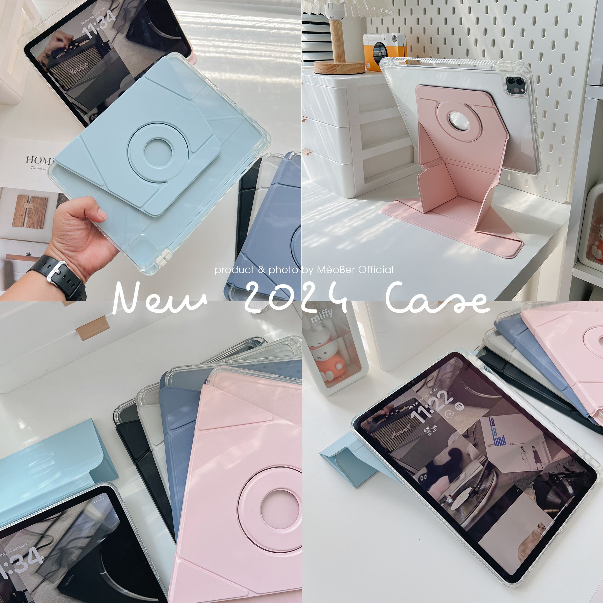 Bao da Nam Châm Xoay ProStand 360 dành cho i pad Gen 8/9/10/11, Air4/5, Pro 11,mini6&7 - Tháo rời, Nâng Cao Máy by MèoBer