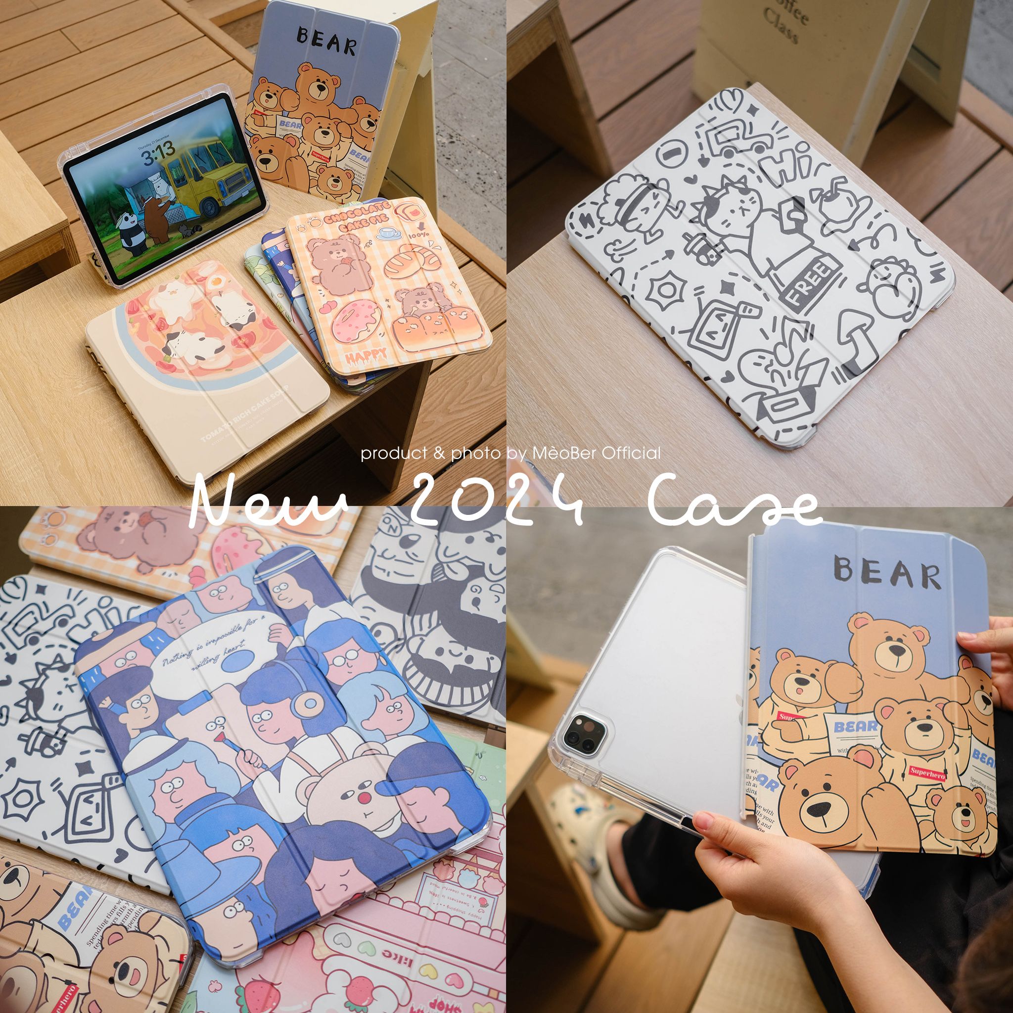 Bao da i Pad Cover Trượt Tháo Rời, in họa tiết Cute 3D chống sốc cho Pro 11 Air 4 5 Gen 9 Pro 12.9 Mini 6 by MèoBer