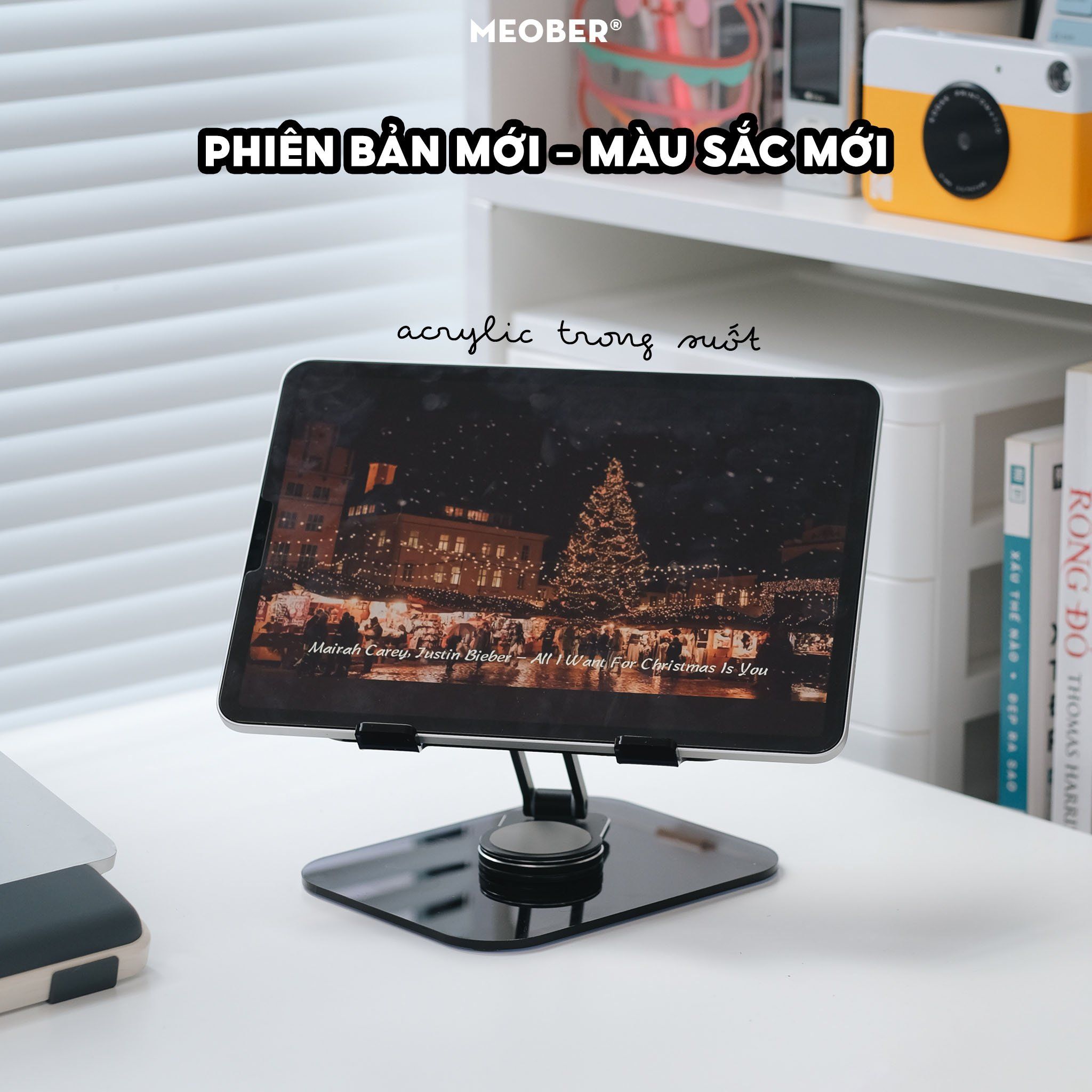 Giá đỡ iPad đa năng Acrylic Gập Xoay 360 - Thiết kế tối giản, hỗ trợ viết vẽ, xoay và gấp gọn linh hoạt