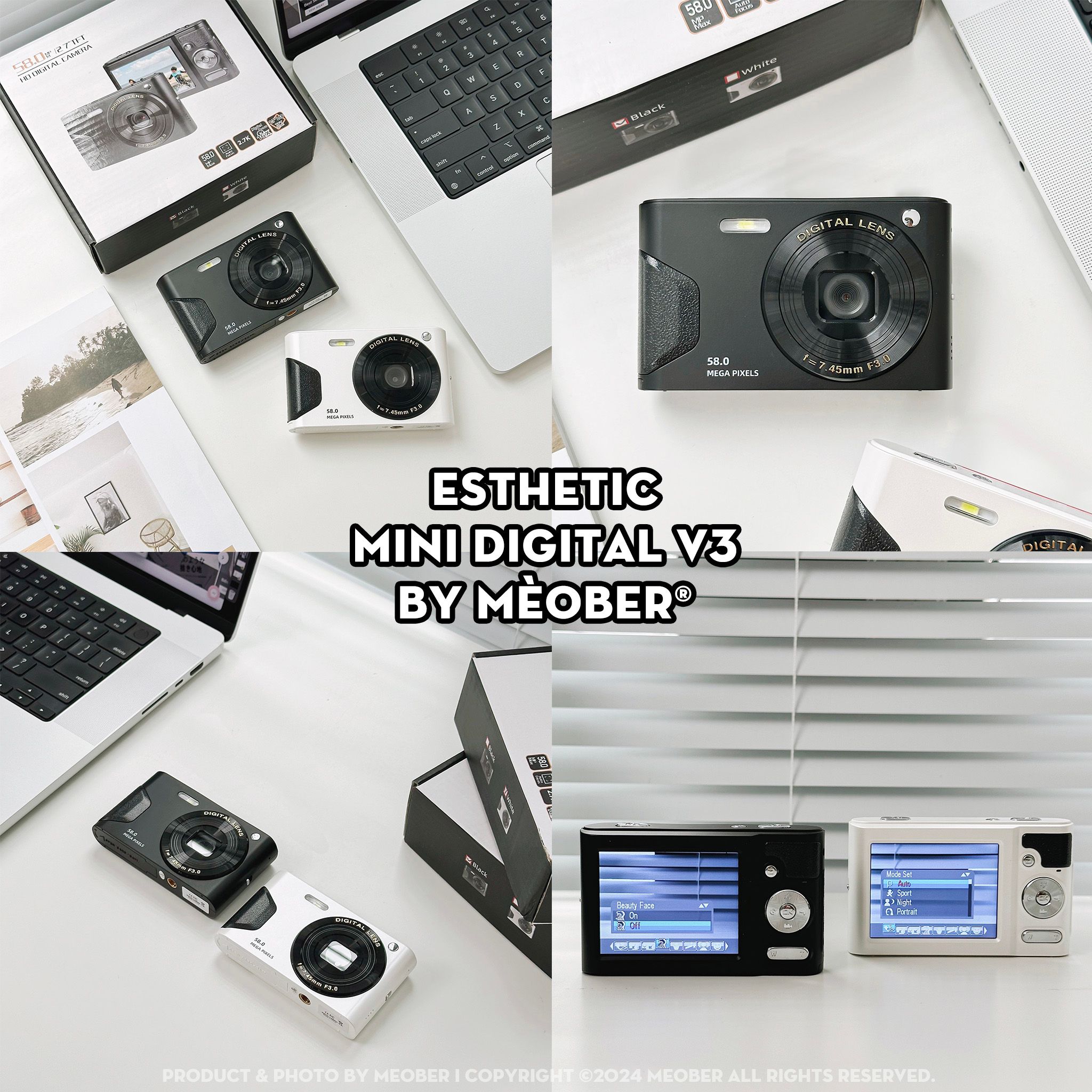  [Tặng thẻ nhớ] Máy ảnh kĩ thuật số digital mini camera v3 - quay, chụp 58MP, siêu mỏng nhỏ gọn by MèoBer 