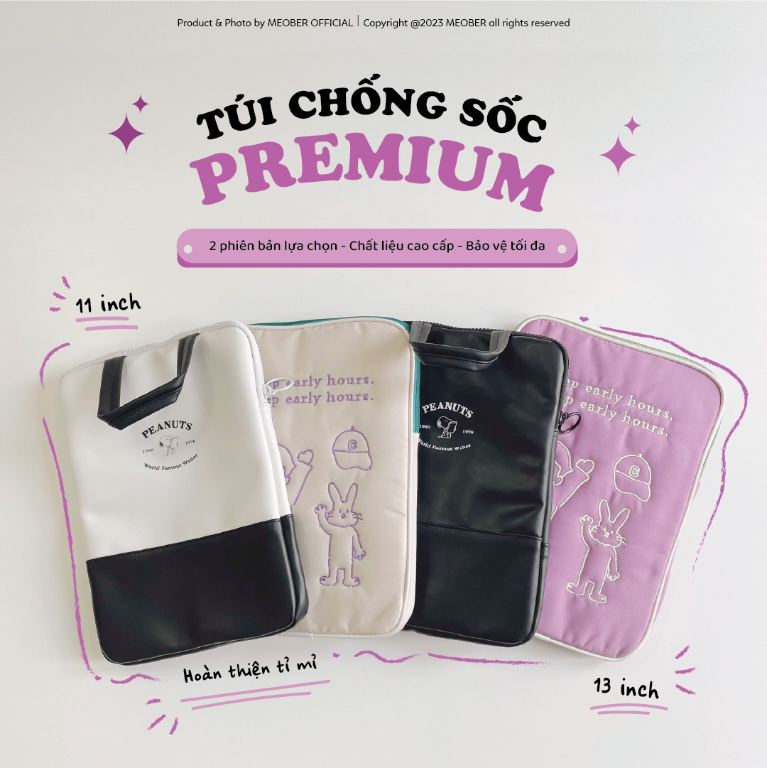 Túi chống sốc iPad & Laptop đa năng Premium by MèoBer - Thiết kế tinh gọn, chất liệu da cao cấp