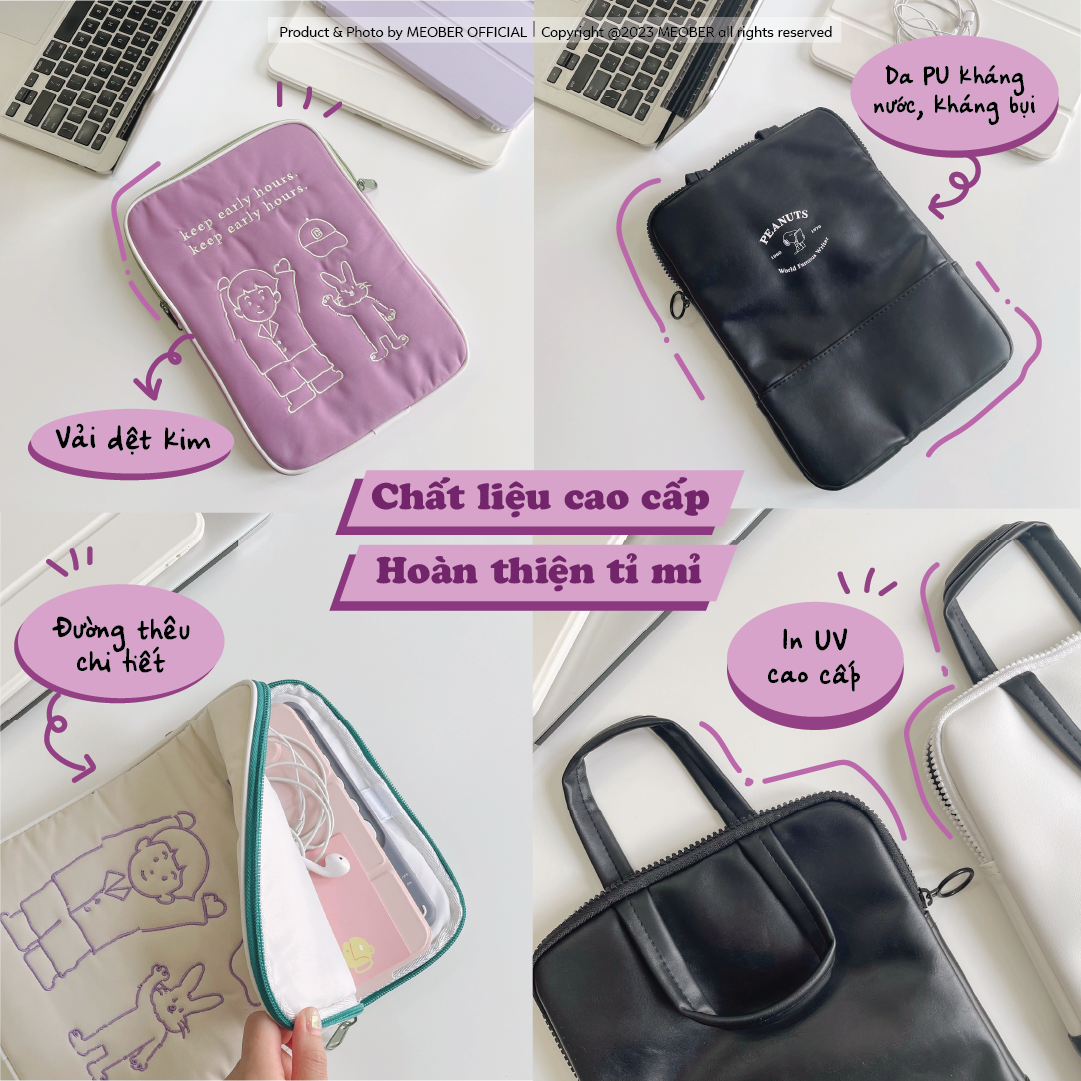Túi chống sốc iPad & Laptop đa năng Premium by MèoBer - Thiết kế tinh gọn, chất liệu da cao cấp
