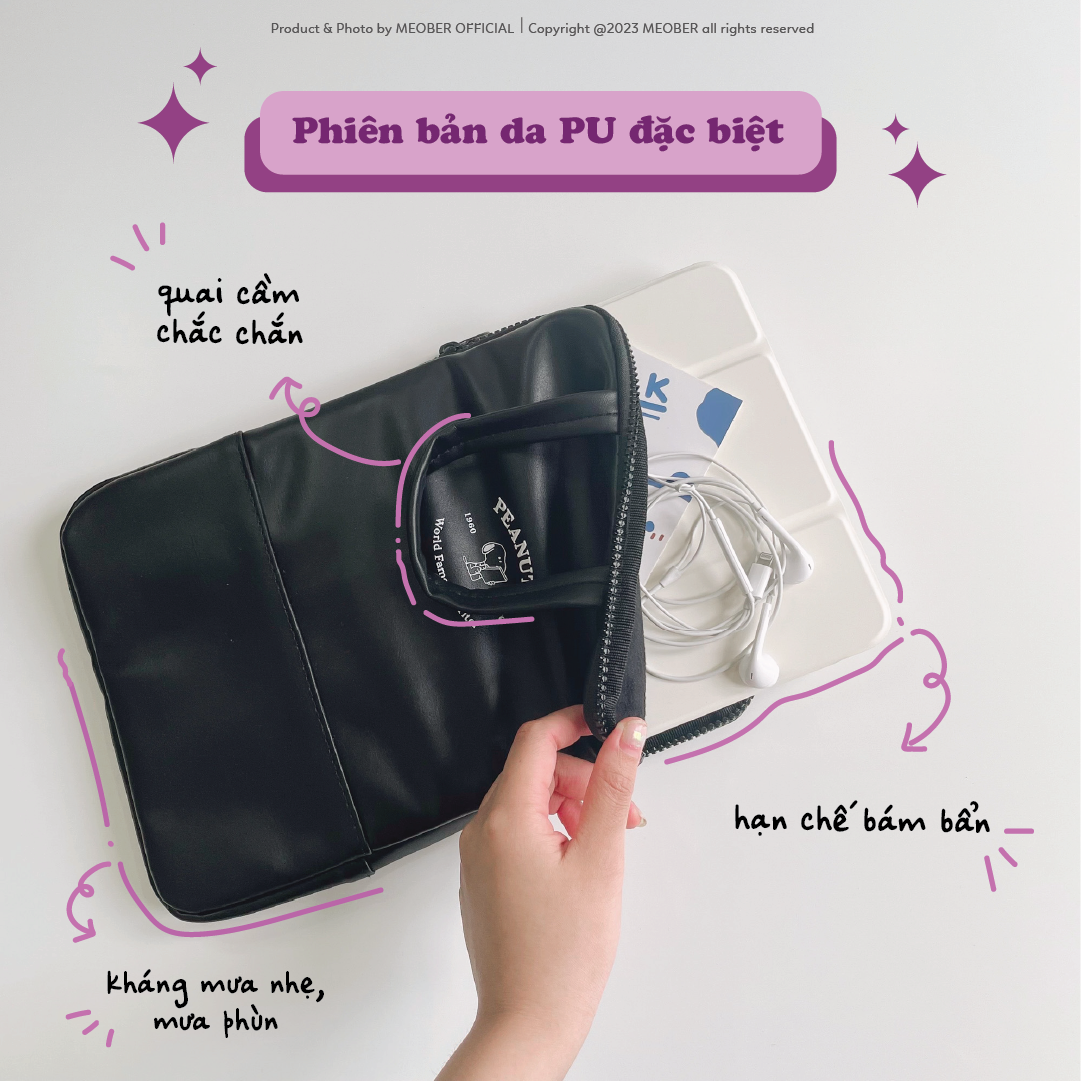 Túi chống sốc iPad & Laptop đa năng Premium by MèoBer - Thiết kế tinh gọn, chất liệu da cao cấp