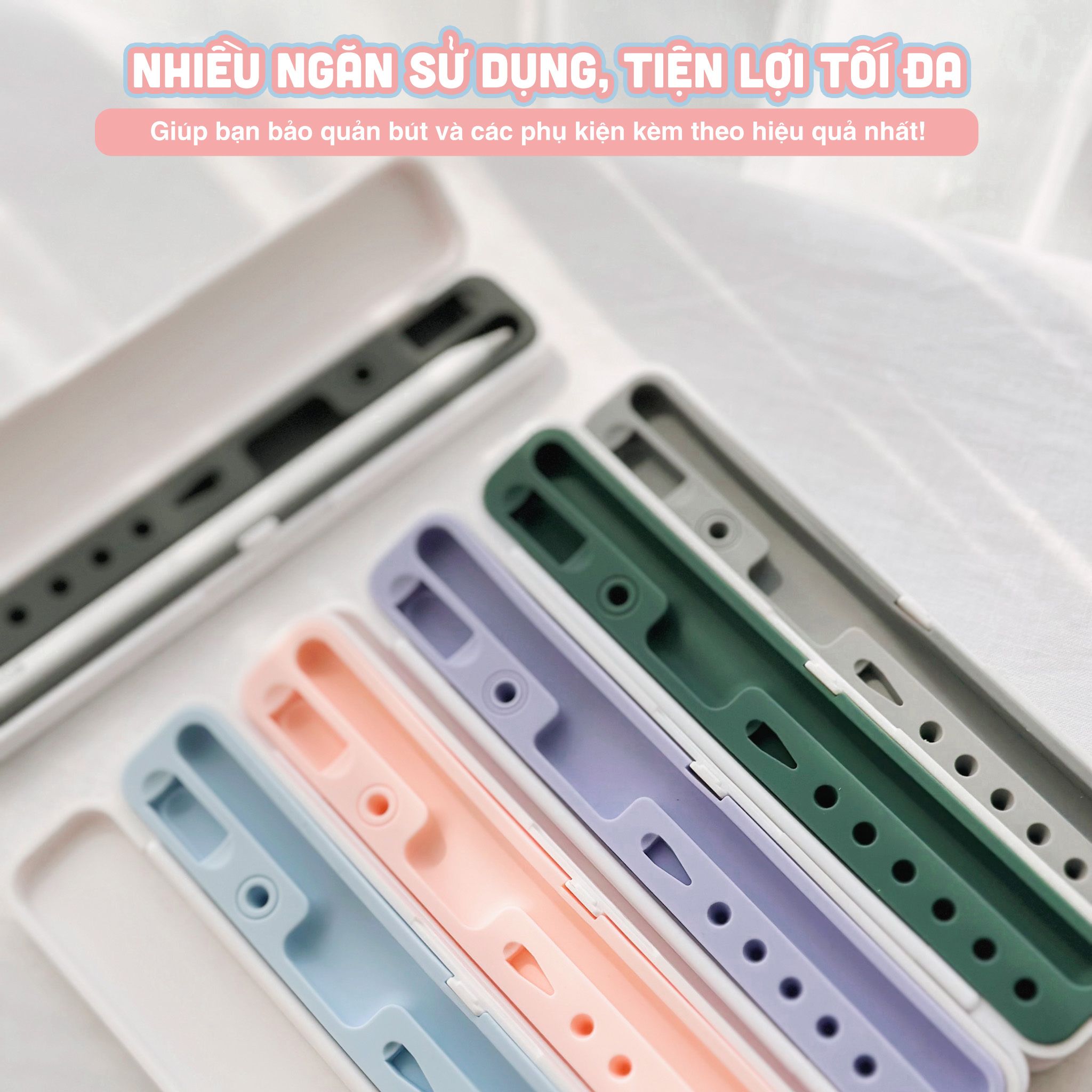 Hộp đựng bút cảm ứng Pencil 1 2, Stylus Pen tối giản, lõi chống sốc silicone pastel, chất liệu vỏ ABS