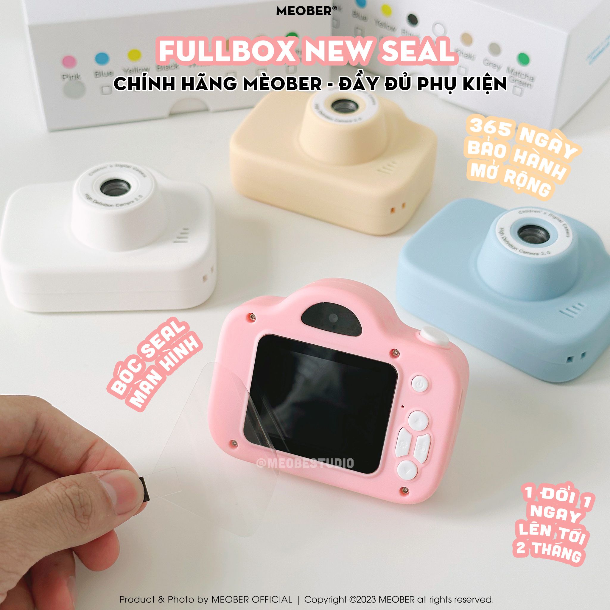  [Tặng thẻ nhớ] Máy ảnh kts children mini camera  by Meober - quay, chụp, chơi game, nghe nhạc, thiết kế pastel cute 