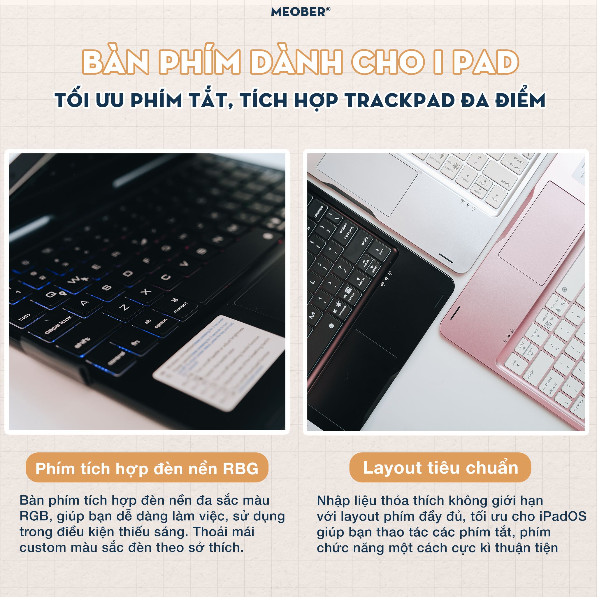  [Premium] Case iPad Kèm Bàn Phím Flip Yoga bản lề Xoay Gập 360 dành Gen 7 8 9, Air 4 5, Pro 11 12.9 2020 M1 M2 by MeoBer 