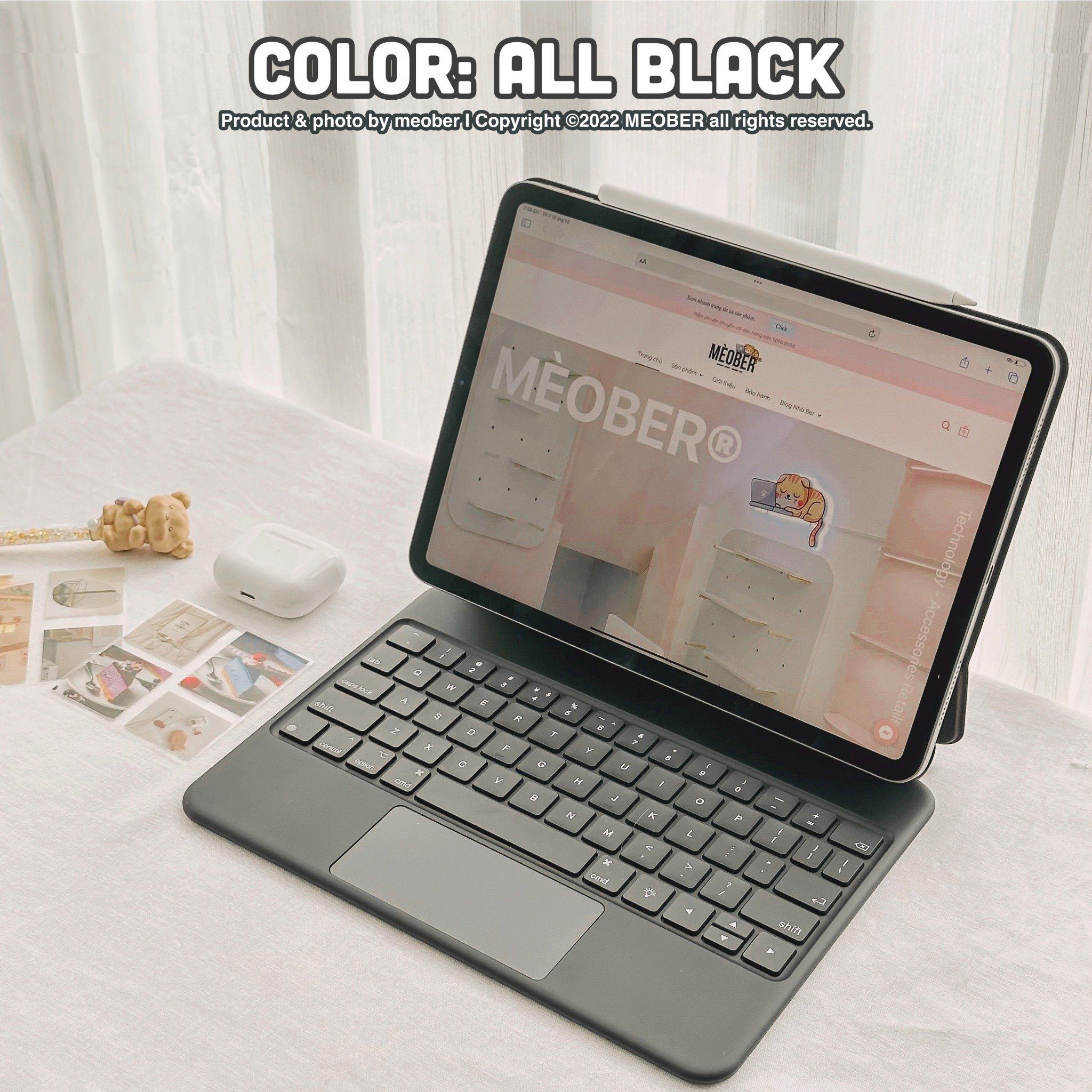 Bao Da Kèm Bàn Phím Wireless Magic Keyboard cho iPad Air4/5/6/7, Gen 10&11,Pro11 12.9 2020 M1 M2