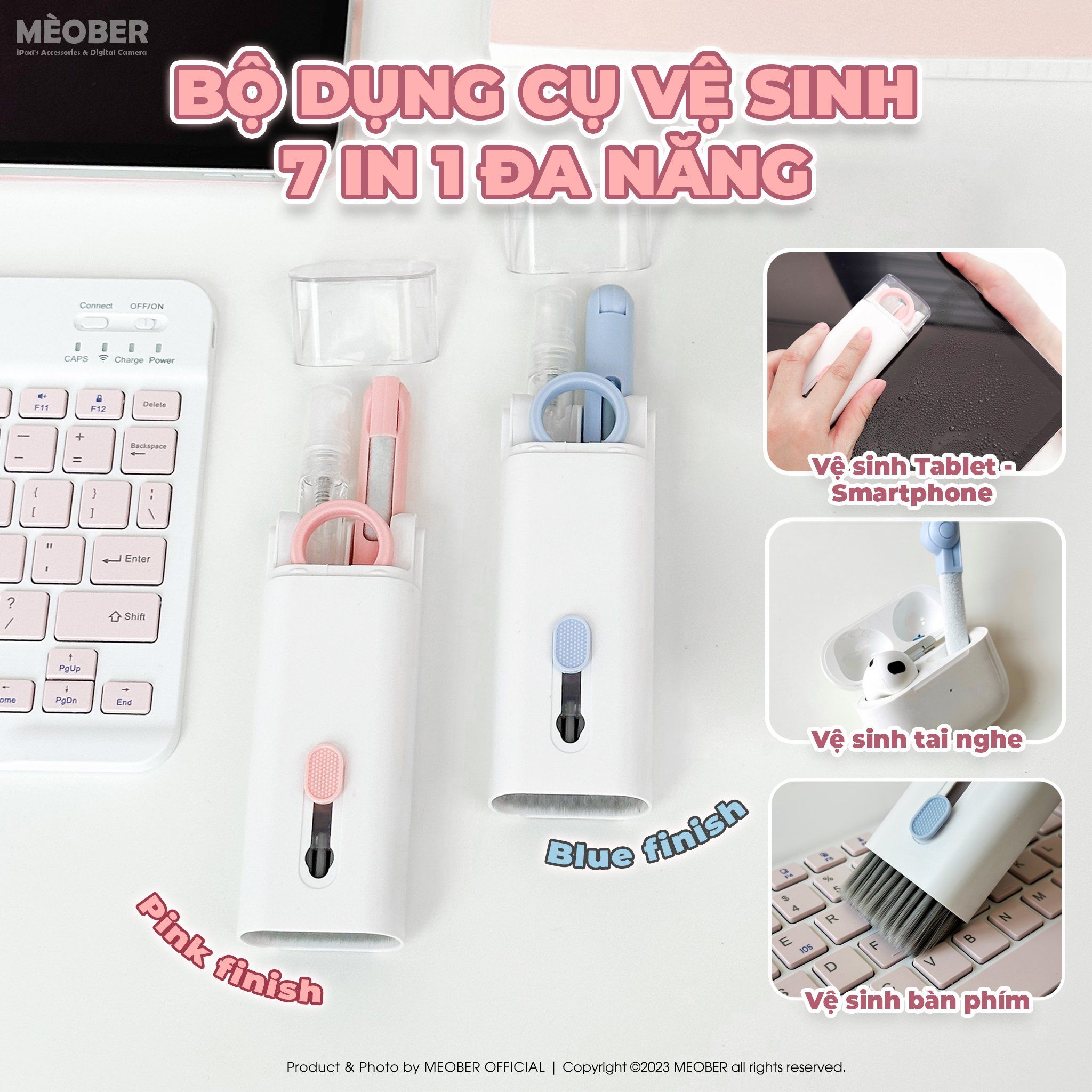 Bộ Dụng Cụ Vệ Sinh 7 in 1 Tablet - Smartphone - Bàn Phím - Tai Nghe Đa Năng Nhỏ Gọn by meober