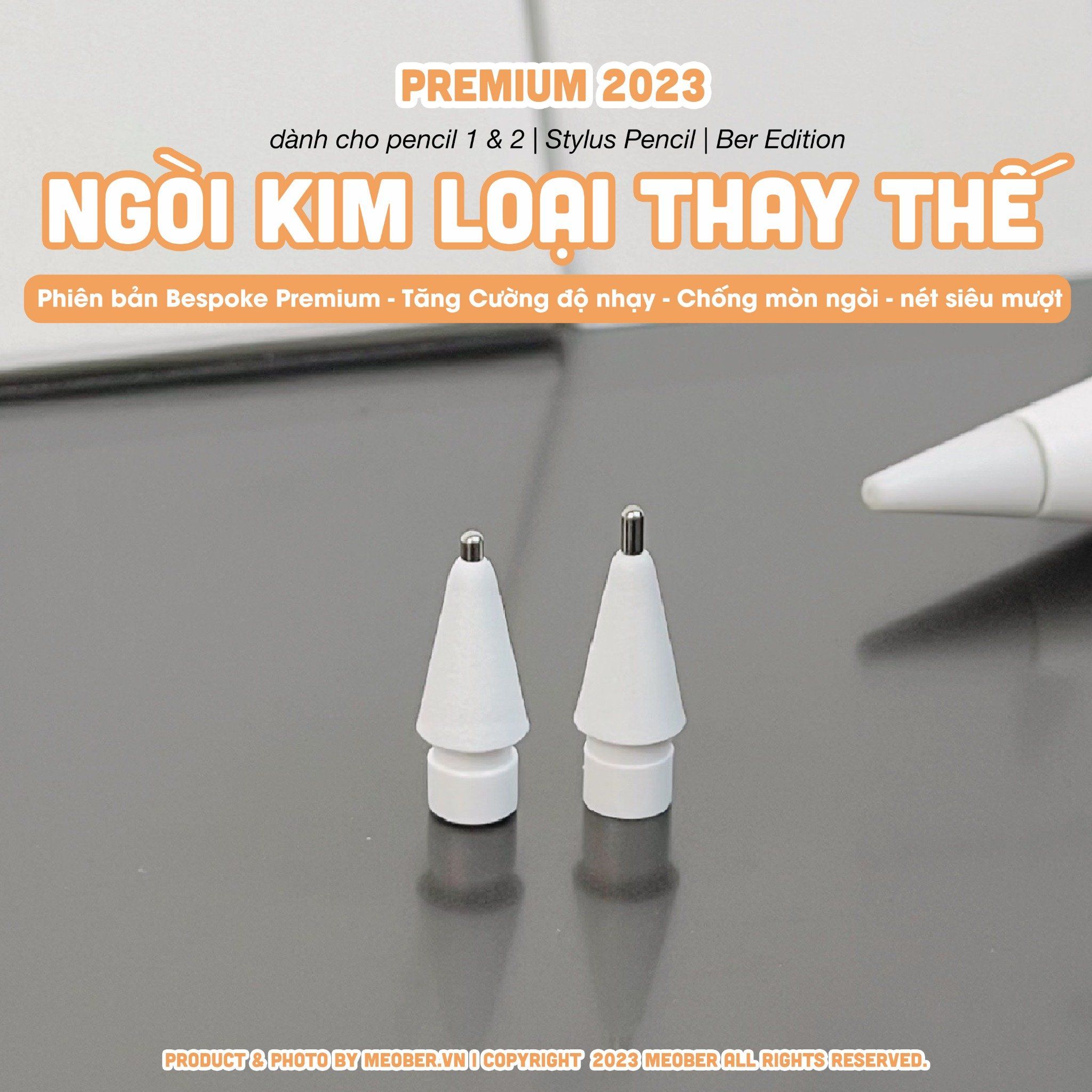 Ngòi bút kim loại Pro Metal thay thế Apple Pencil 1 2-Pen Pro, chuyên dùng với paperlike, chống mòn khi viết vẽ