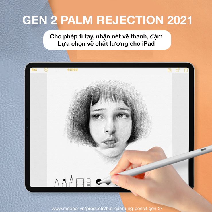  Bút cảm ứng Pencil Gen 2 - Chống chạm nhầm, vẽ nét thanh nét đậm, ghi chú dành cho iPad Pro 11, 12.9, Air 3 4, Gen 7 8, Mini 4 5 