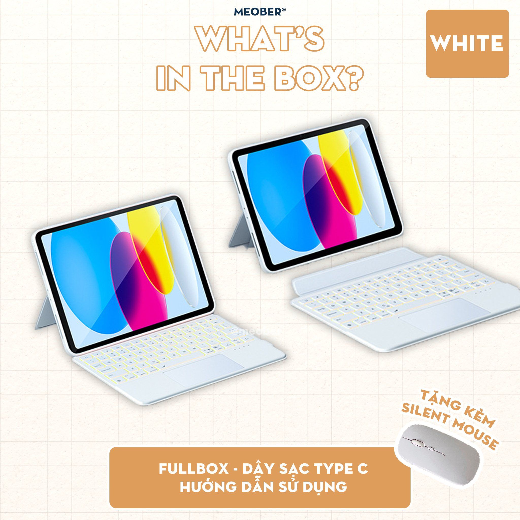 Bao Da Kèm Bàn Phím Wireless Magic Keyboard cho iPad Air4/5/6/7, Gen 10&11,Pro11 12.9 2020 M1 M2