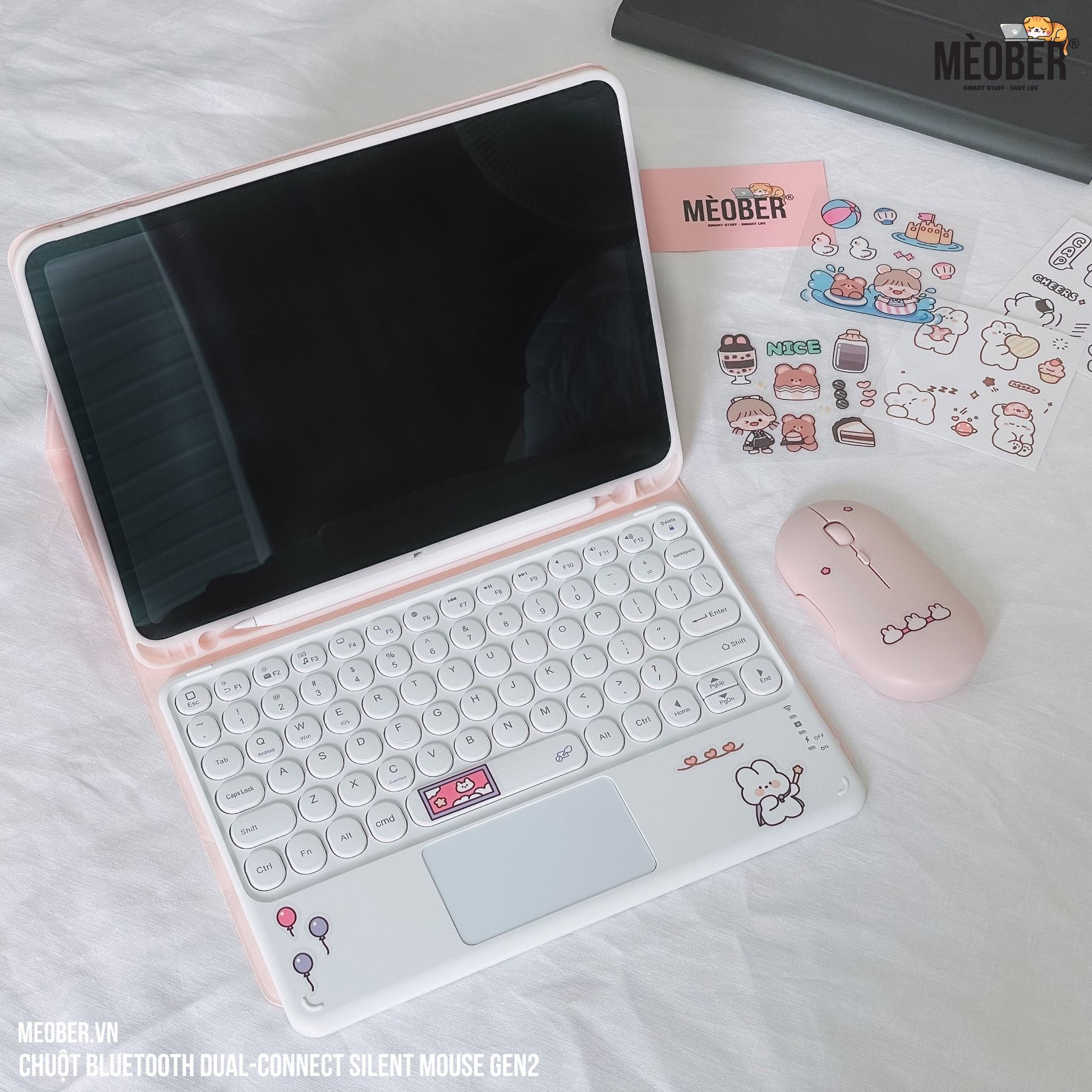 Chuột không dây Bluetooth Silent Mouse Gen2 - Nhỏ Gọn, Tối Giản, Pin Sạc Cao cấp (Black/White/Pink/Mint/Blue)