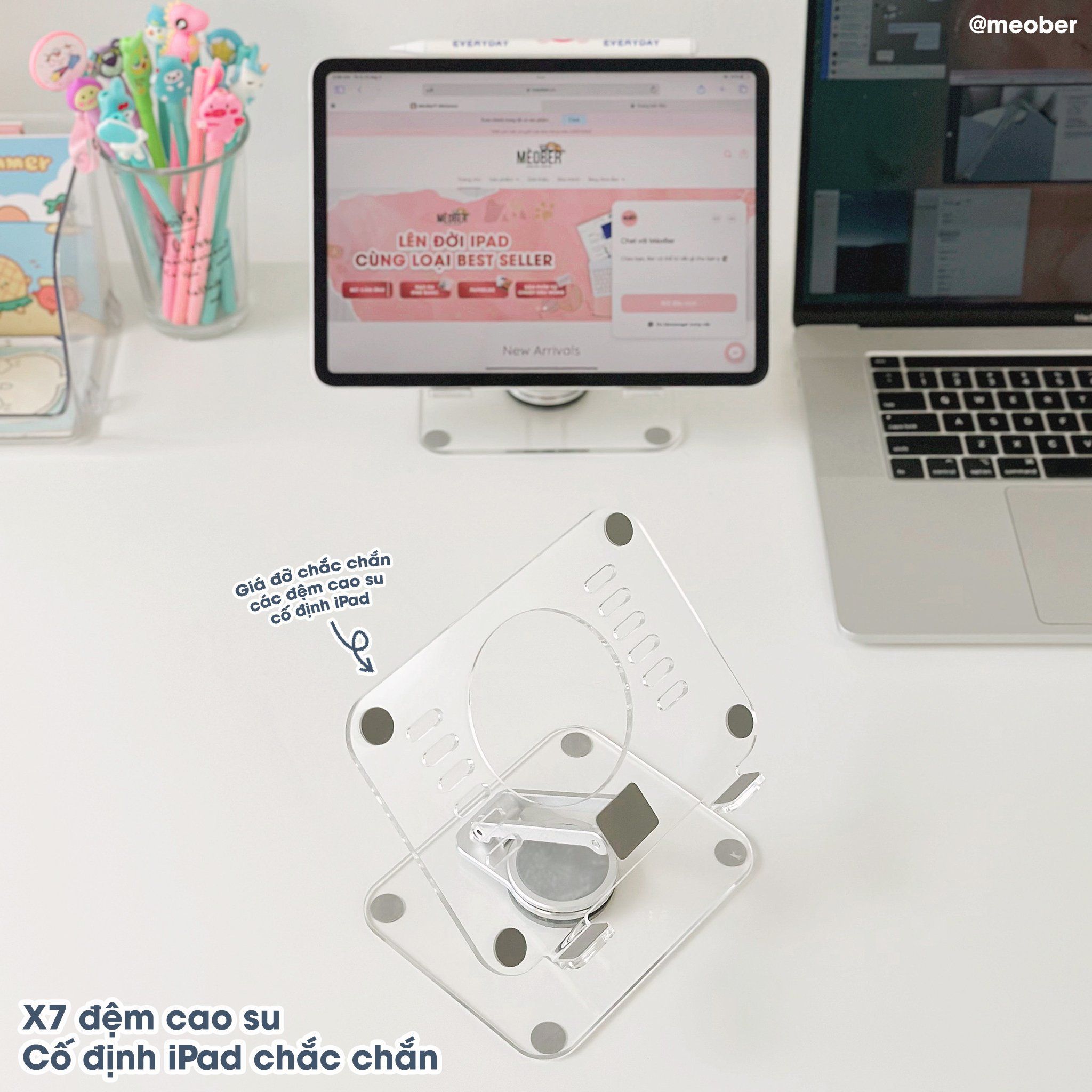 Giá đỡ iPad đa năng Acrylic Gập Xoay 360 - Thiết kế tối giản, hỗ trợ viết vẽ, xoay và gấp gọn linh hoạt