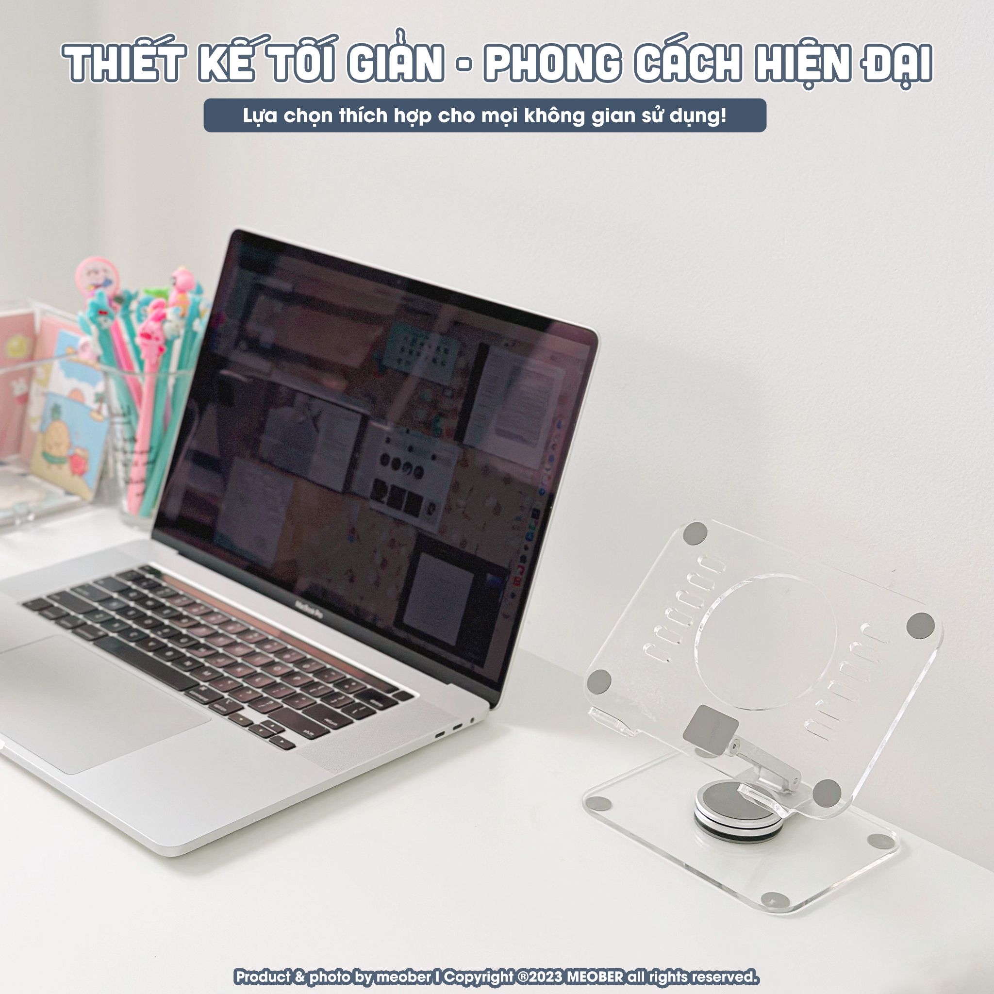 Giá đỡ iPad đa năng Acrylic Gập Xoay 360 - Thiết kế tối giản, hỗ trợ viết vẽ, xoay và gấp gọn linh hoạt