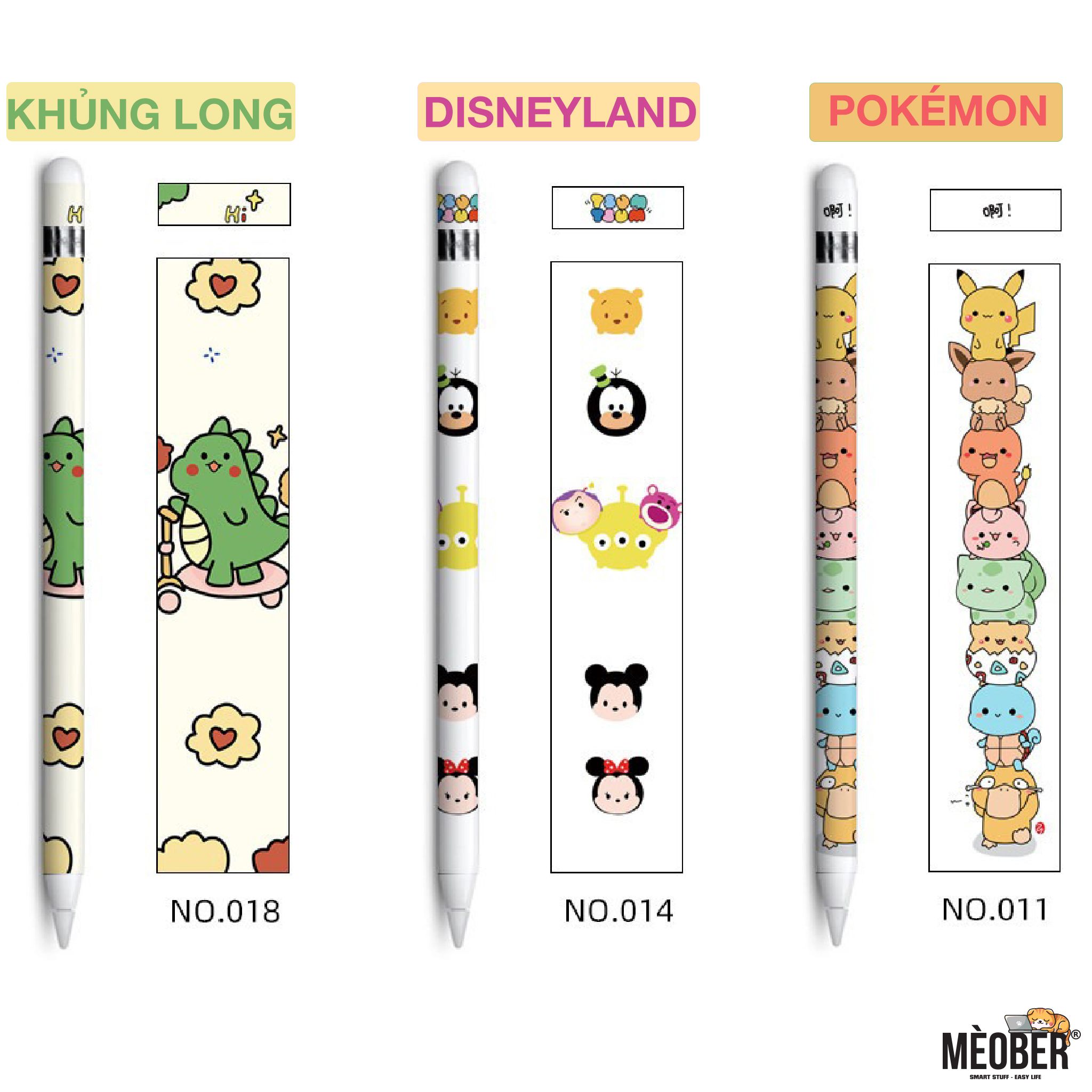 Miếng dán decal cute bảo vệ bút Apple Pencil 1 / 2 & Stylus Gen2 - Chống trầy, kháng nước, chất liệu nhám hạn chế bám mồ hôi