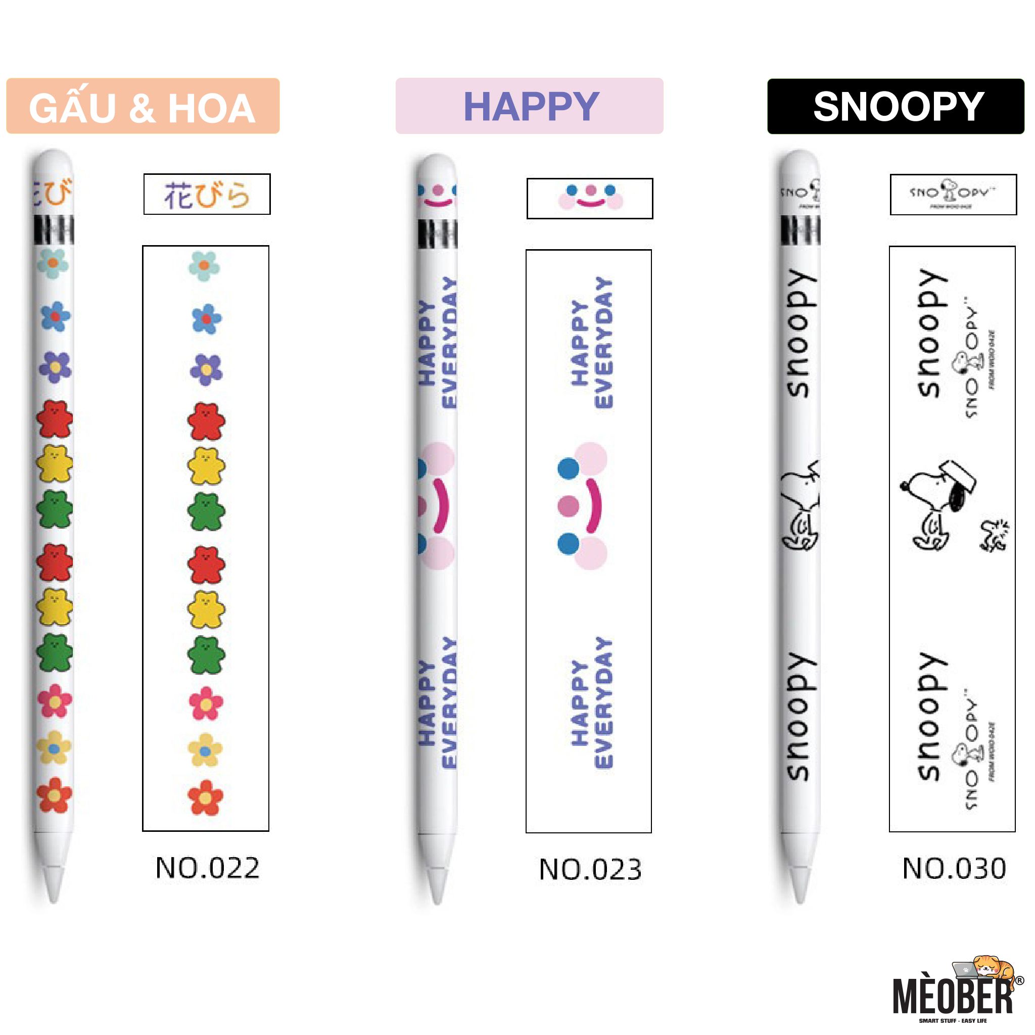Miếng dán decal cute bảo vệ bút Apple Pencil 1 / 2 & Stylus Gen2 - Chống trầy, kháng nước, chất liệu nhám hạn chế bám mồ hôi