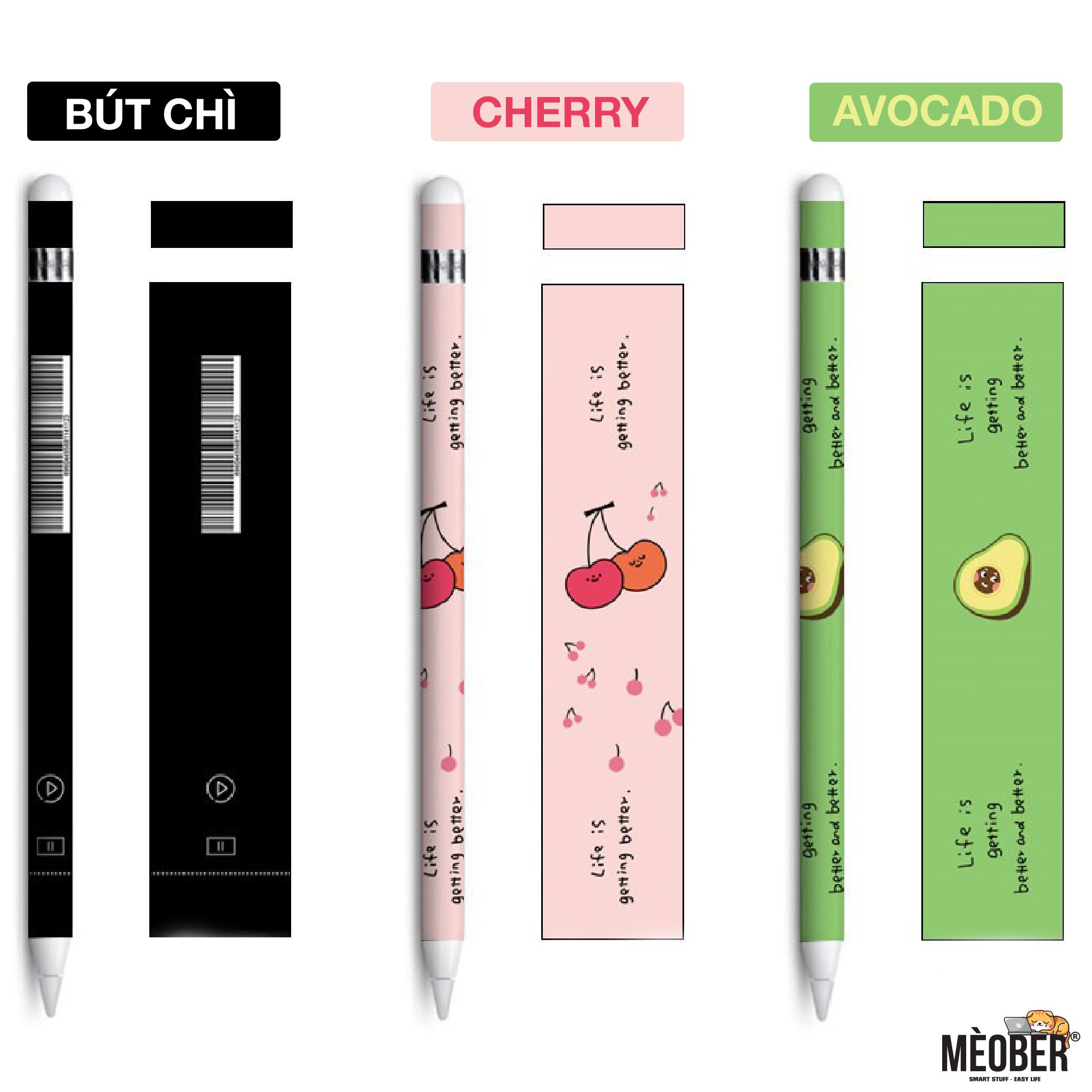Miếng dán decal cute bảo vệ bút Apple Pencil 1 / 2 & Stylus Gen2 - Chống trầy, kháng nước, chất liệu nhám hạn chế bám mồ hôi