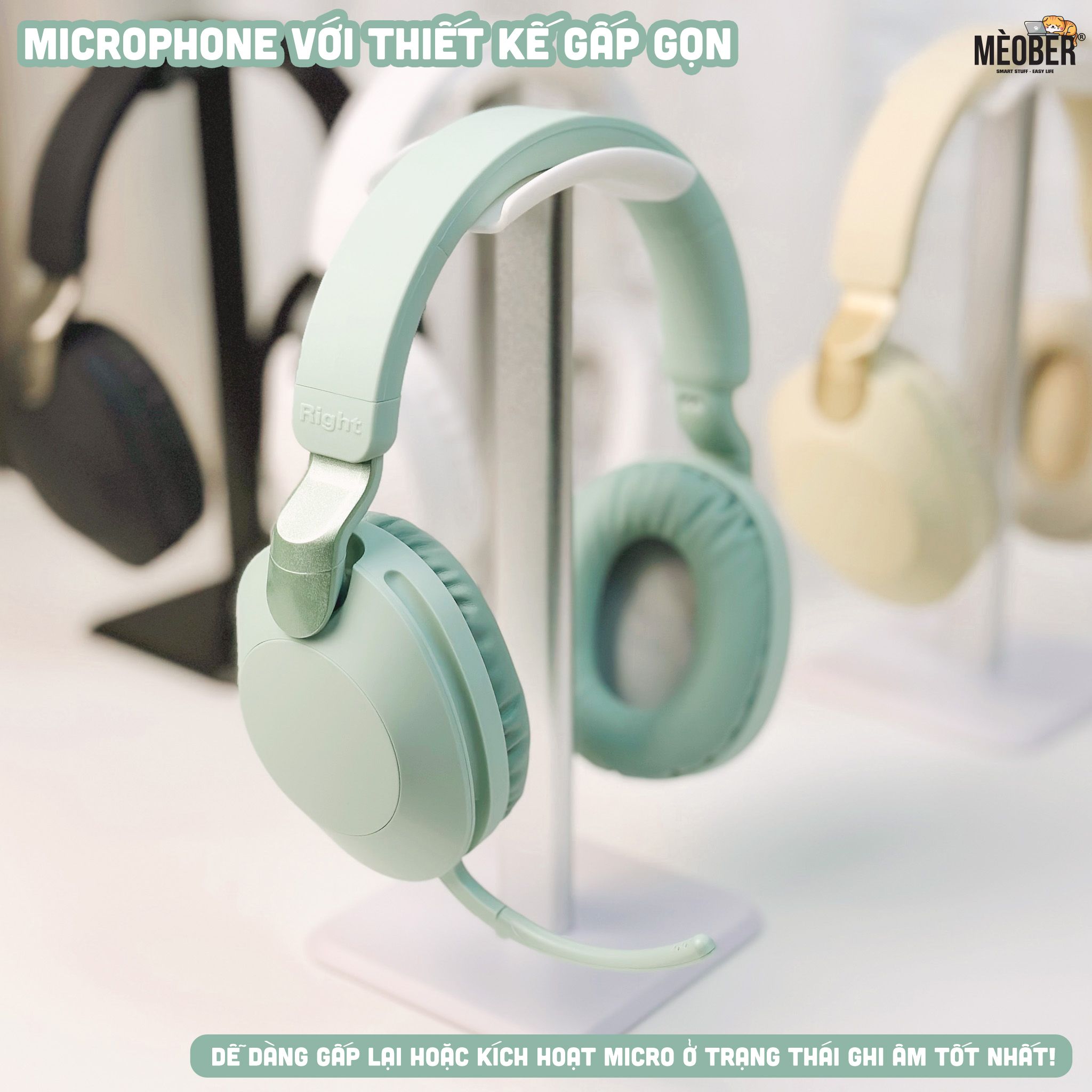 Tai Nghe Bluetooth Chụp Tai cao cấp MS-B2 - Có microphone, Chống ồn tạp âm & gấp gọn dễ dàng