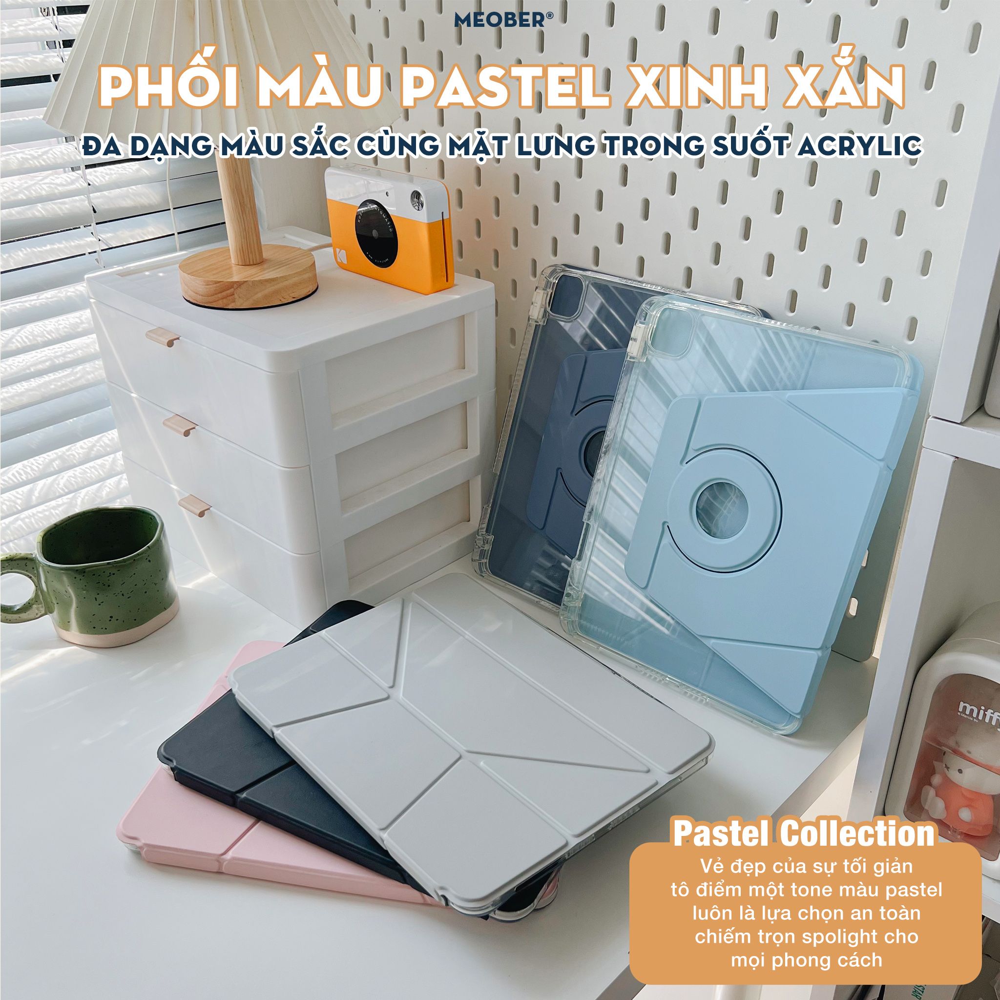  Bao da Nam Châm Xoay ProStand 360 dành cho i pad Gen 8/9/10, Air4/5, Pro 11 - Tháo rời, Nâng Cao Máy by MèoBer 