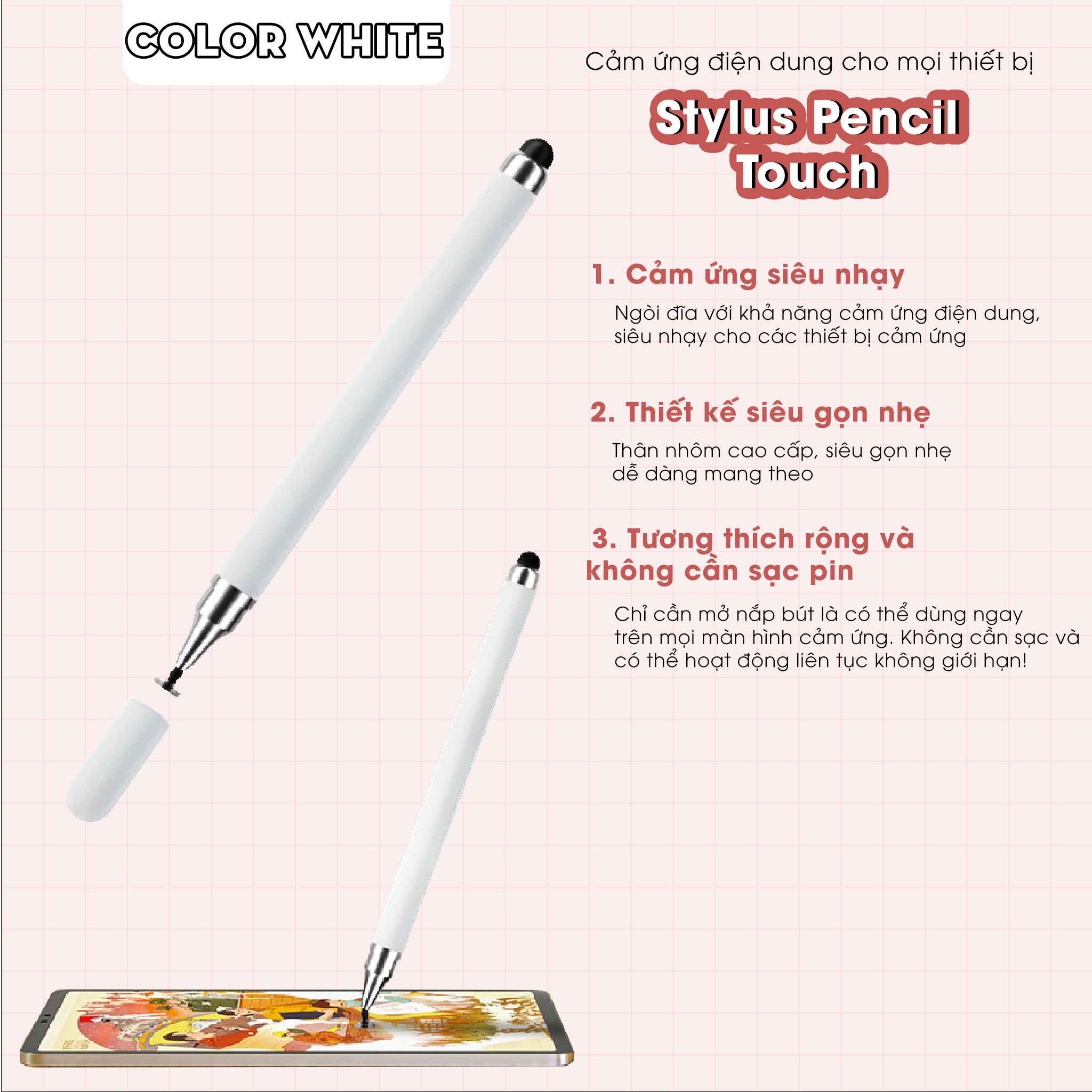 Bút cảm ứng Pencil Gen2 Pro Chống chạm nhầm, nét thanh nét đậm, ghi chú màu hồng, xanh cho Pro 11, 12.9, Air 4 5, Gen 8 9, Mini 5 6 by Meober