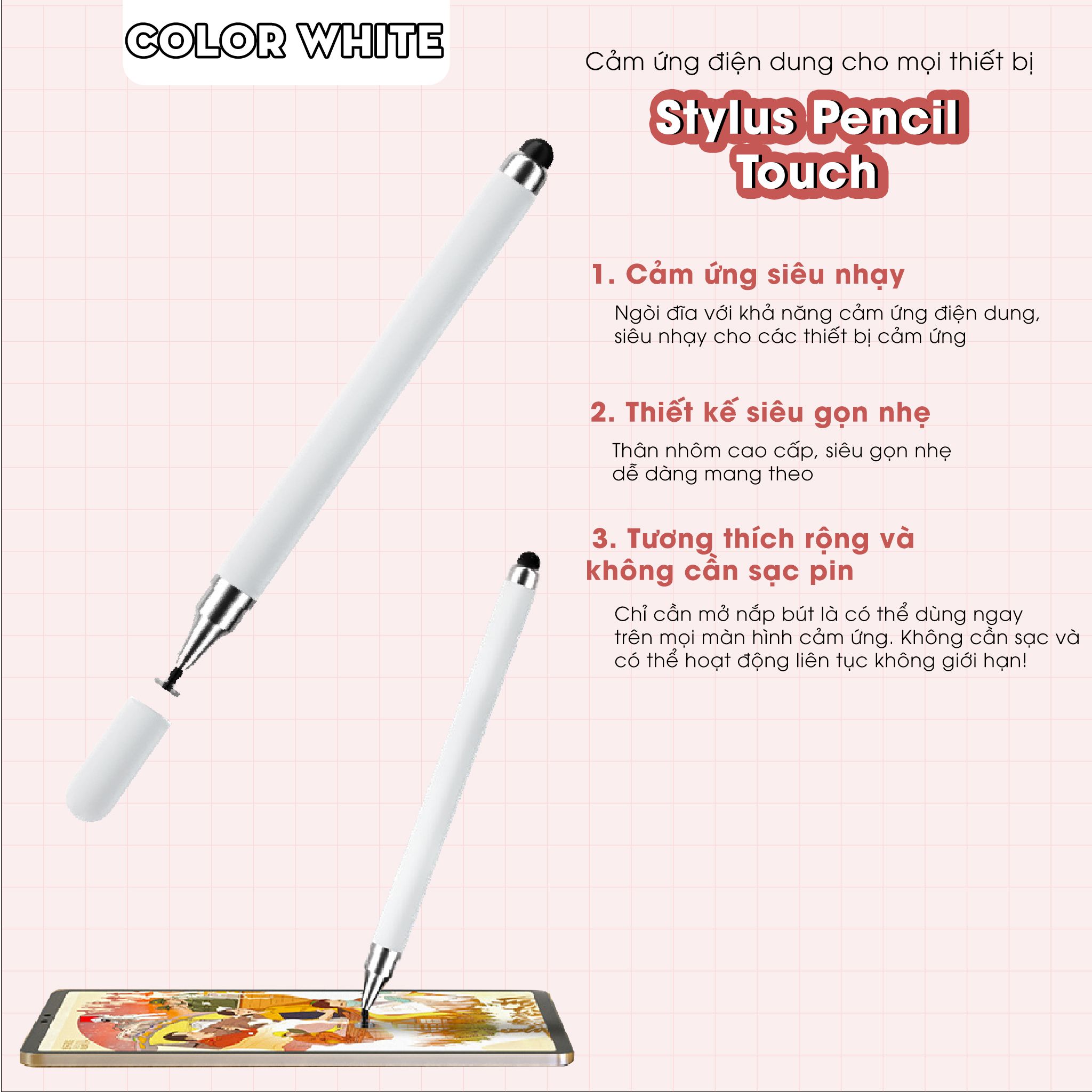  Bút cảm ứng Pencil Gen2 Pro Chống chạm nhầm, nét thanh nét đậm, ghi chú màu hồng, xanh cho Pro 11, 12.9, Air 4 5, Gen 8 9, Mini 5 6 by Meober 