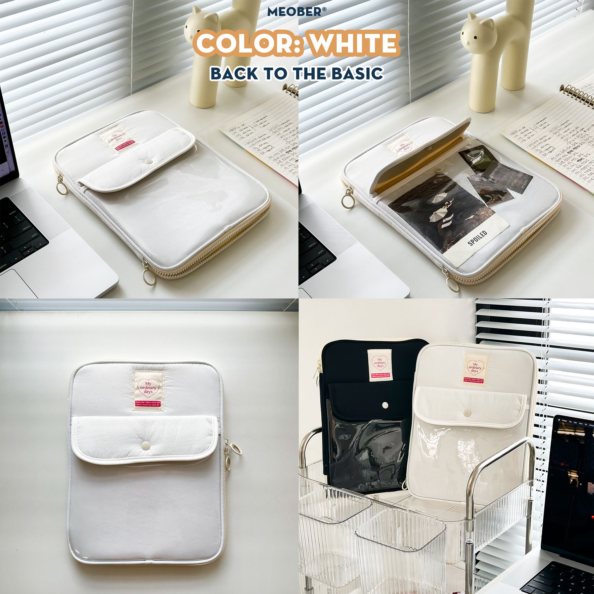 Túi chống sốc cho iPad & Laptop đa năng Basic Daily Korea Style - Thiết kế tối giản pastel, chia ngăn thông minh bảo vệ tối đa by MèoBer