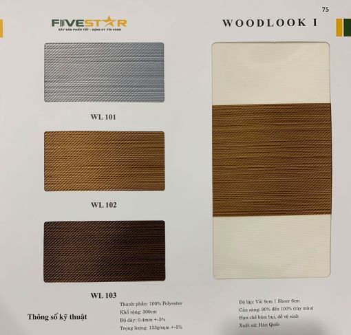 Rèm cầu vồng hãng FIVESTAR – Mã Woodlook I - MiDa