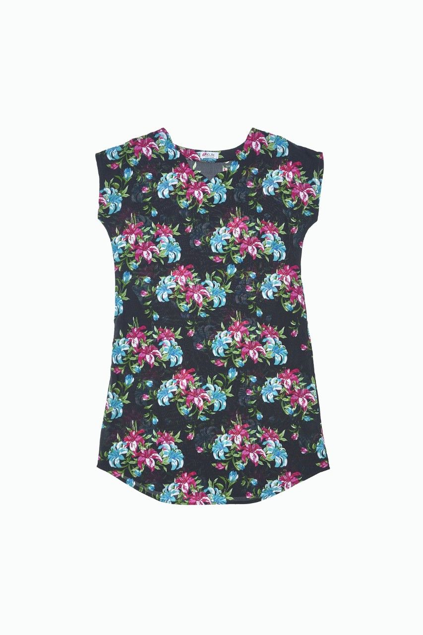 Đầm mặc nhà Rayon in hoa - QNĐRH90-2