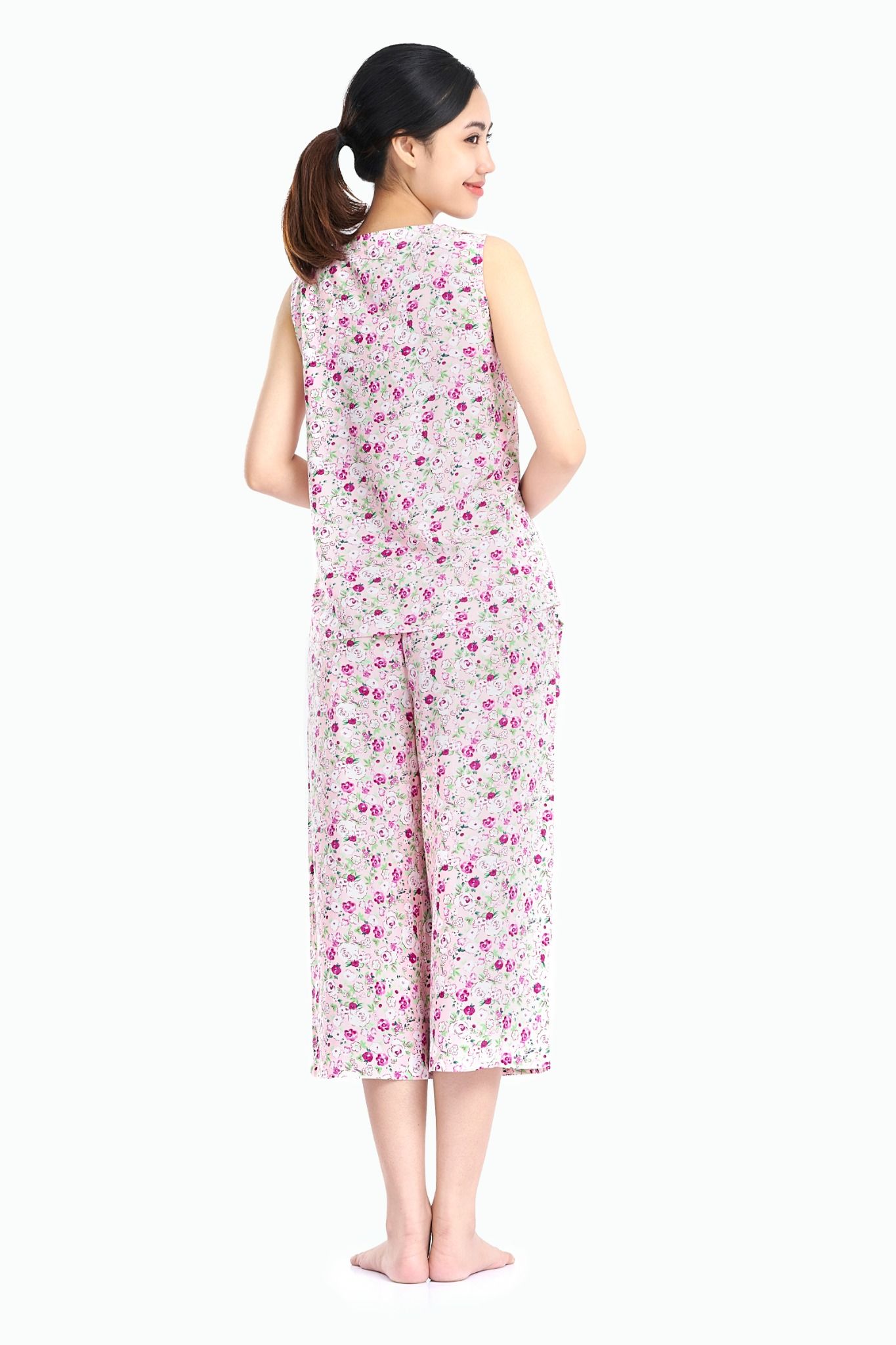 Đồ bộ mặc nhà bộ lỡ RAYON in hoa - A48118010