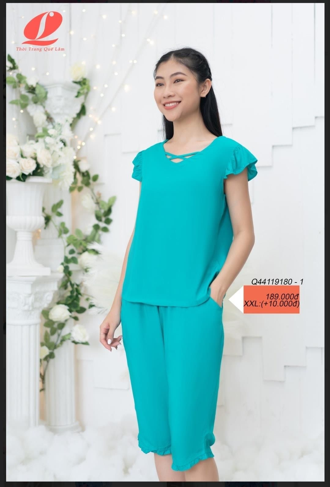 Q44119180 - Đồ bộ mặc nhà bộ lửng Rayon màu sắc thanh lịch, mềm mại, thoáng mát