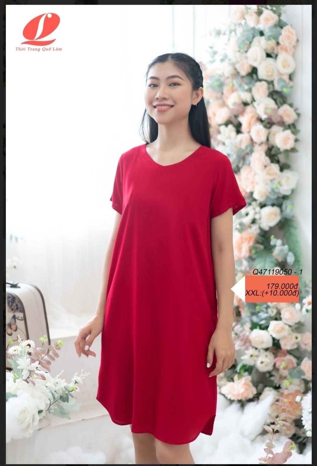 Đầm mặc nhà dáng xuông chất lanh mềm mát - Q47119050