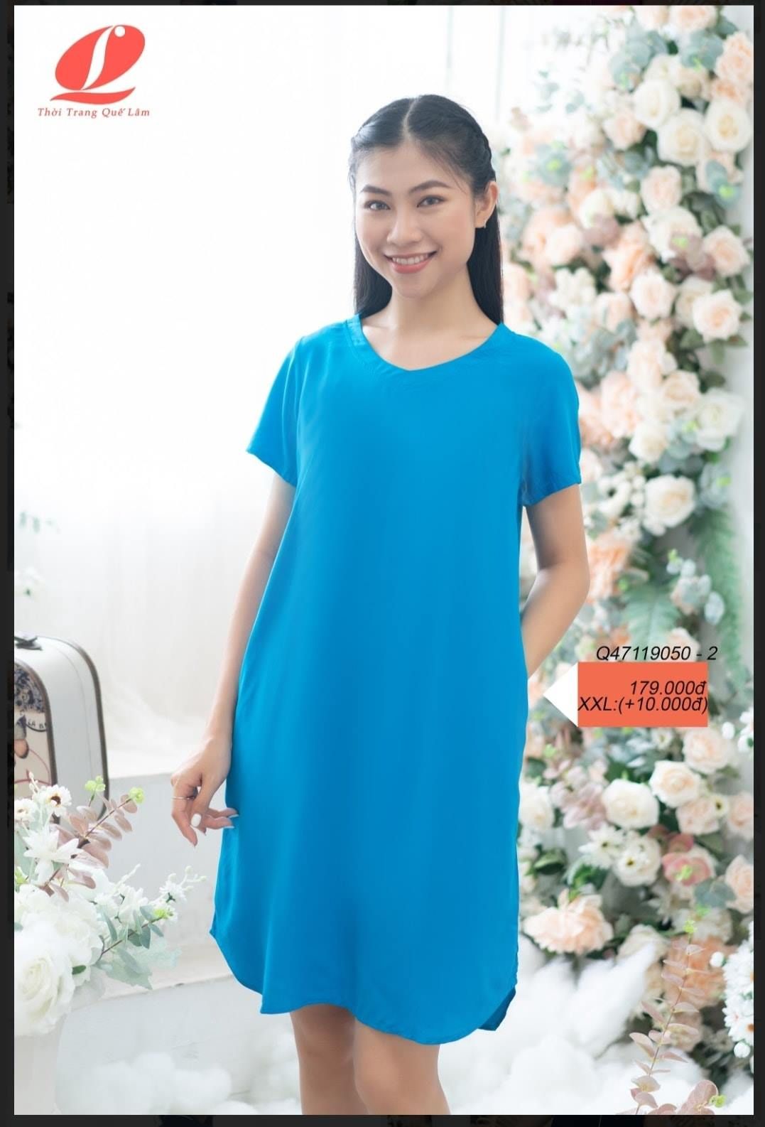 Đầm mặc nhà dáng xuông chất lanh mềm mát - Q47119050