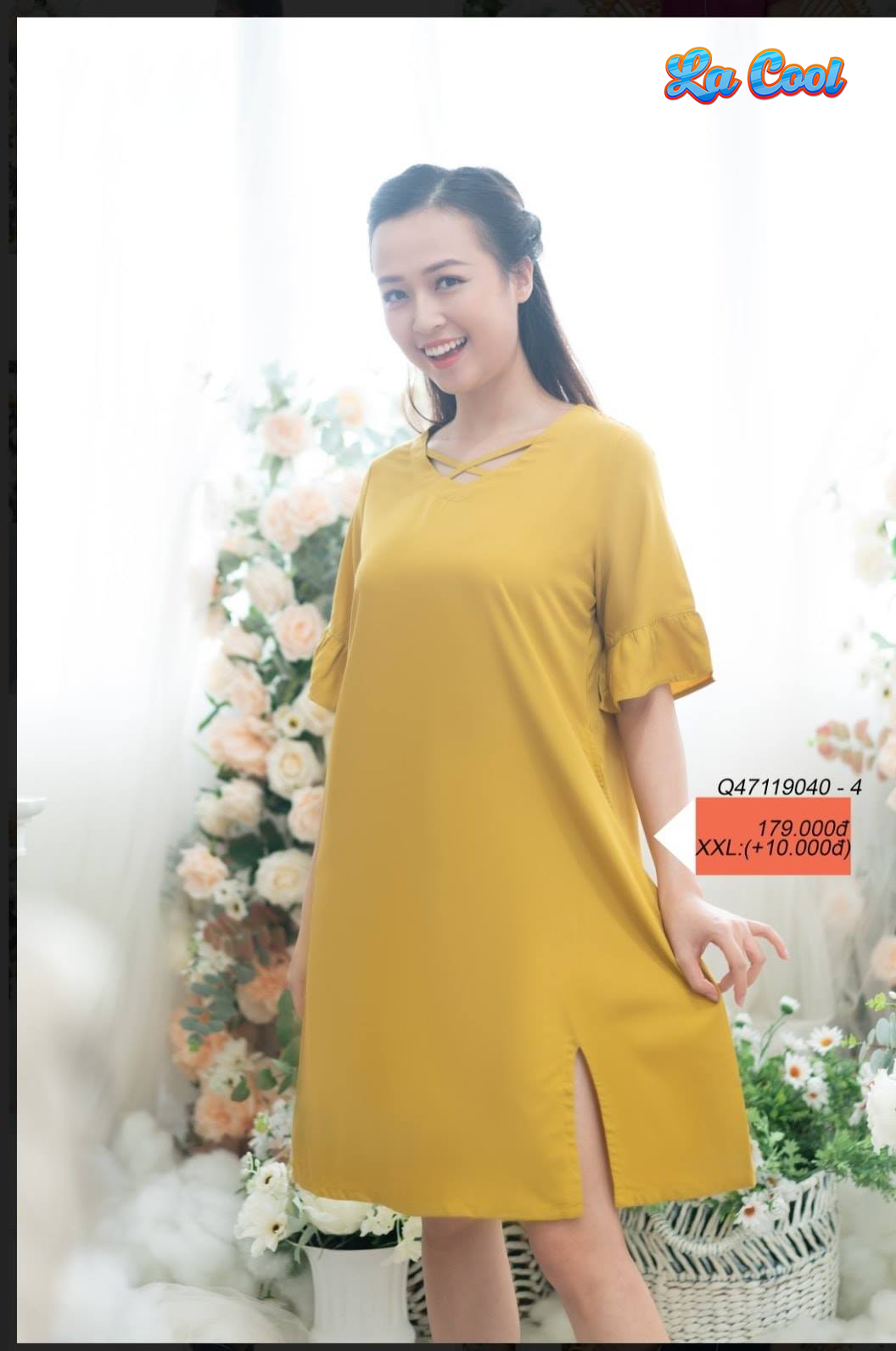 Đầm mặc nhà RAYON màu dáng xuông mềm mát - Q47119040