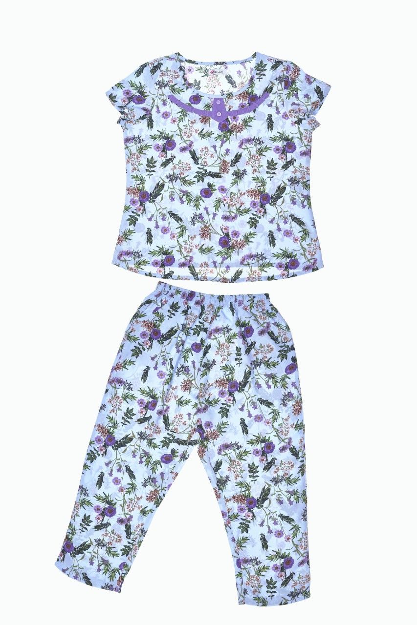 - Đồ bộ mặc nhà bộ lỡ RAYON in hoa - QNLORH80-