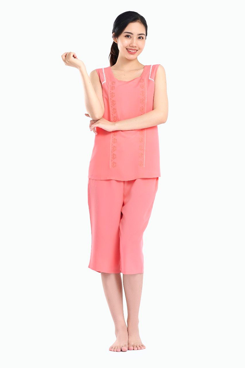 Đồ bộ mặc nhà bộ lửng RAYON màu thêu - Q44128020