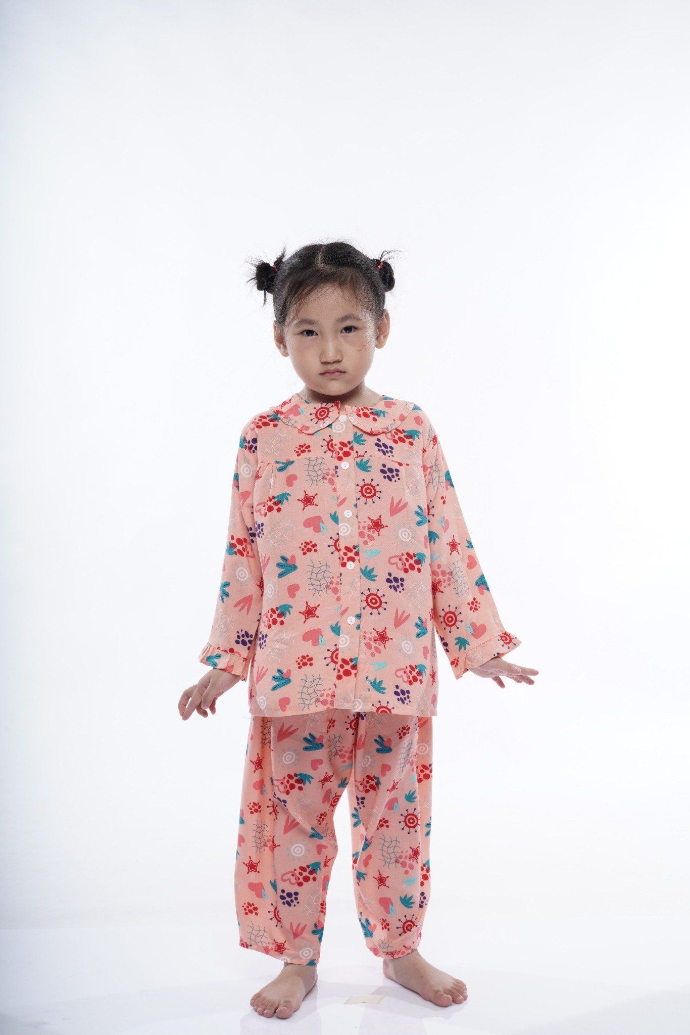 bộ Pijama bé gái quần dài áo dài tay họa tiết dễ thương - Q25112301