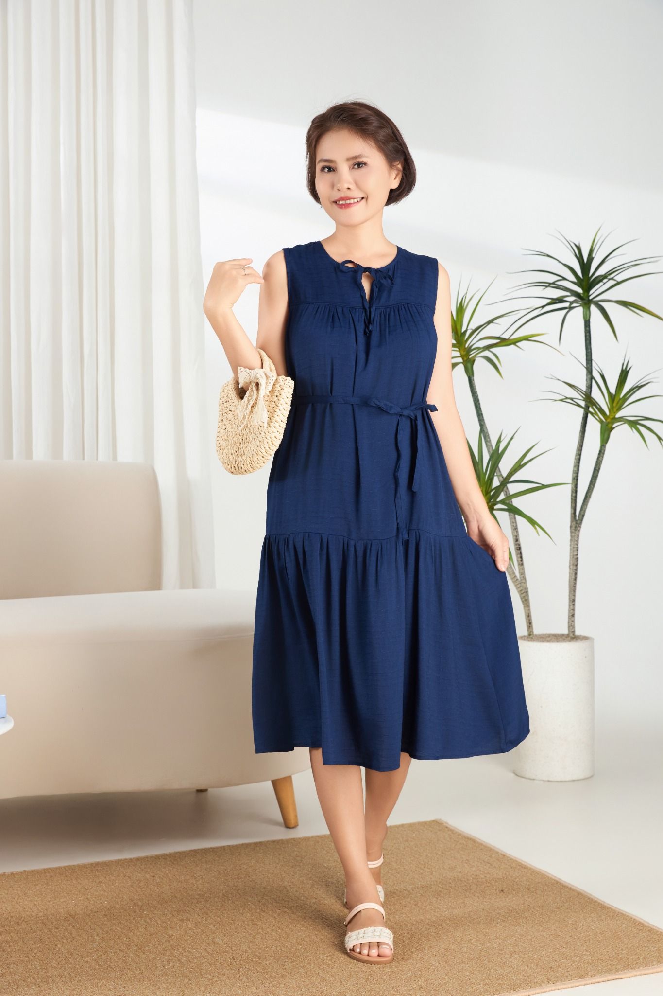 Q471532401 - Đầm mặc nhà Rayon gân