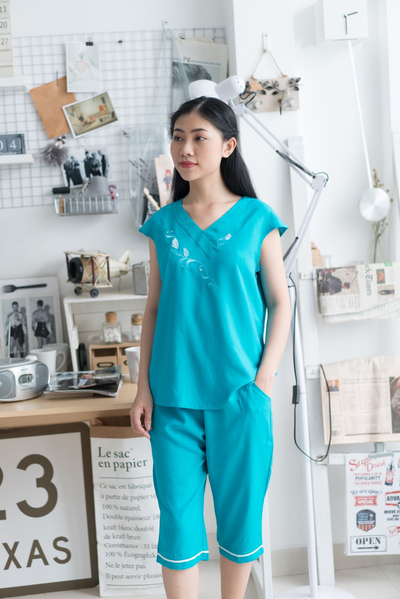  Q44128030 - Đồ bộ mặc nhà bộ lững RAYON màu thêu 