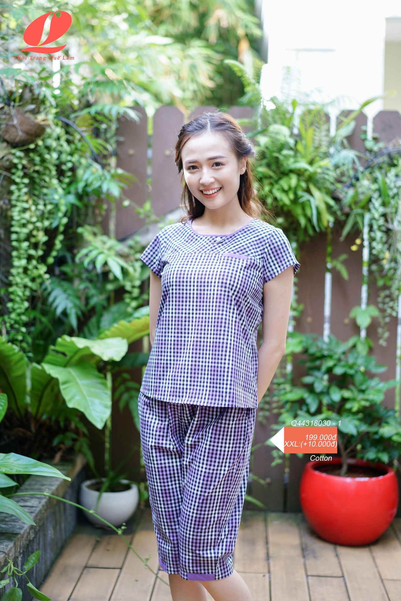 Đồ bộ mặc nhà bộ lửng KATE sợi màu - Q44318030