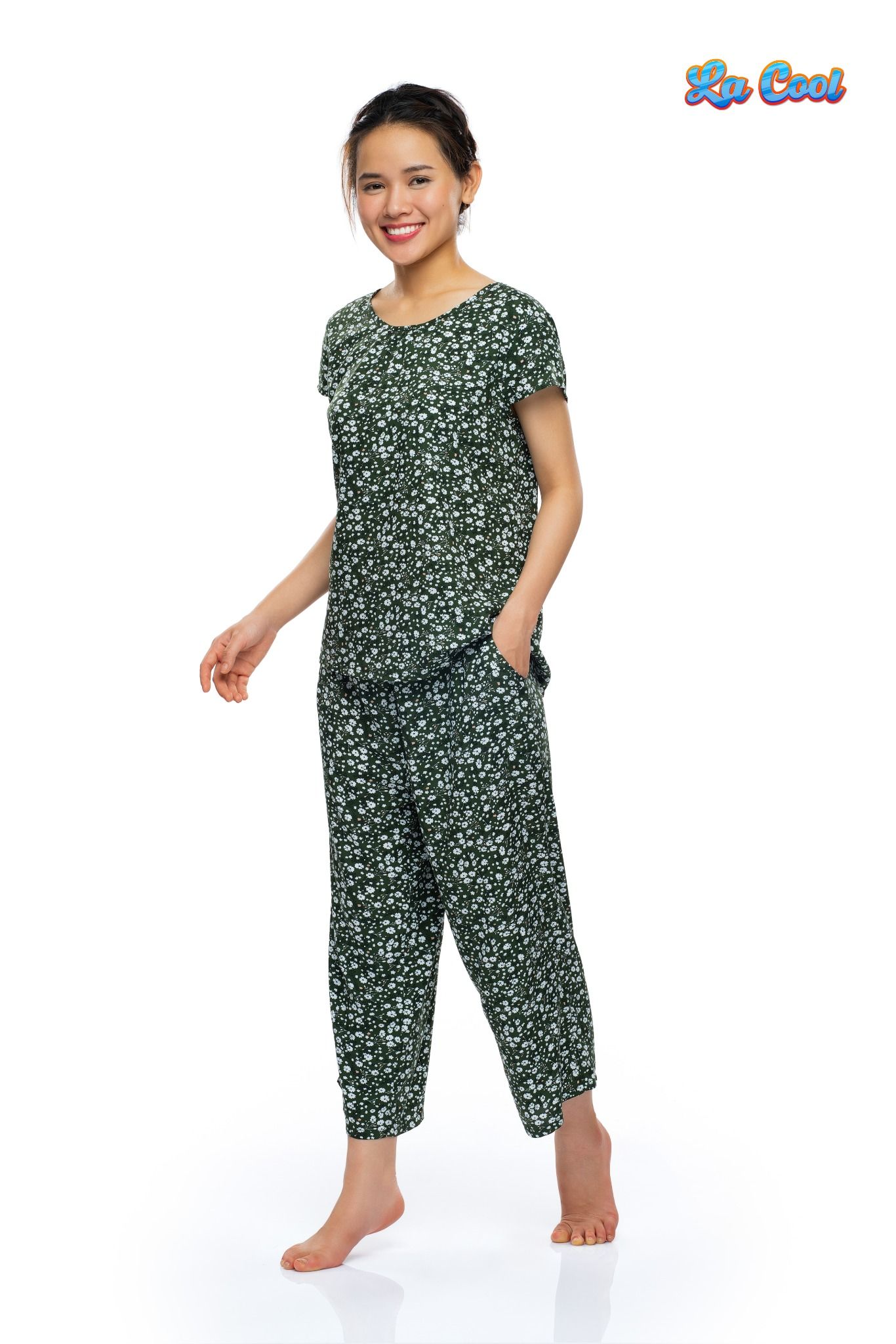bộ lỡ rayon hoa, cổ tròn, tay con - Q48112207