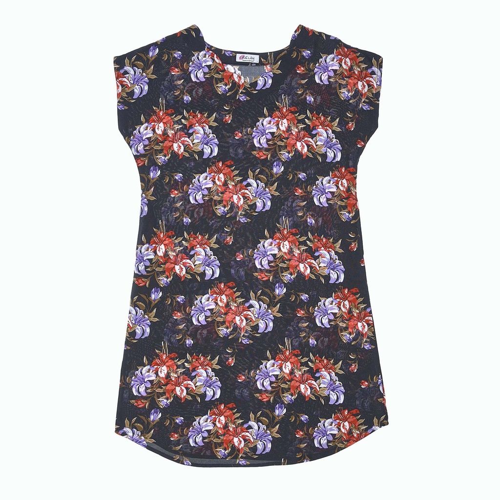 Váy nữ mặc nhà tay cánh dơi dáng rộng vải Rayon mát mềm in hoa bản to sắc nét tôn da nhiều kích cỡ - Q47119020