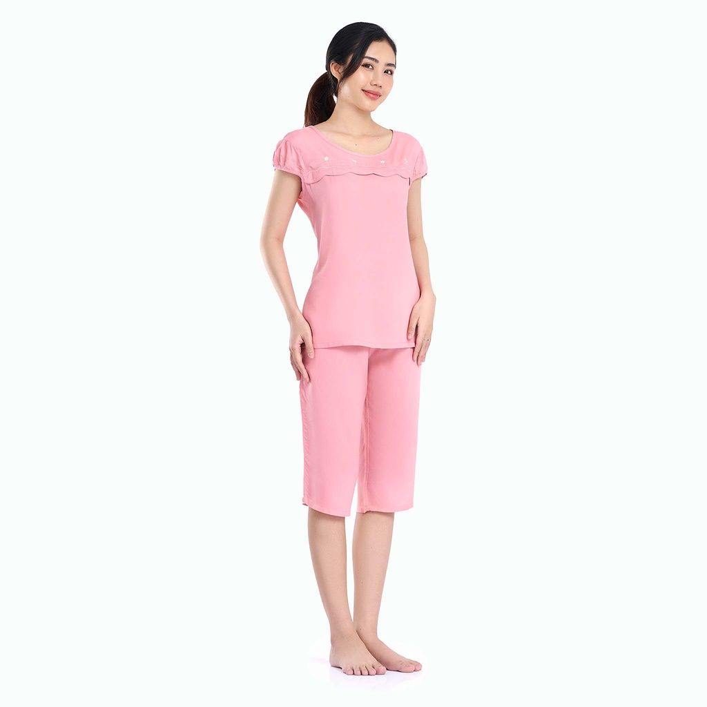 Đồ Bộ Mặc Nhà Bộ Lửng Rayon Màu Thêu - Q44128070