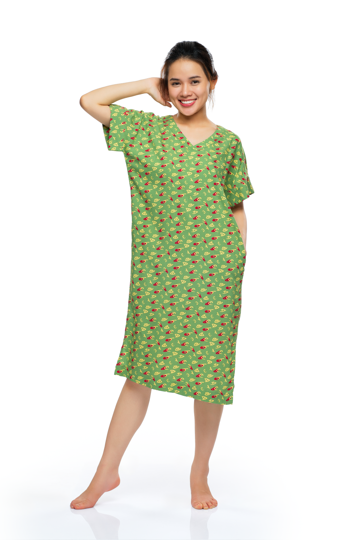 Đầm mặc nhà TOLE (LANH) cổ tim họa tiết đơn giản - - A47112202